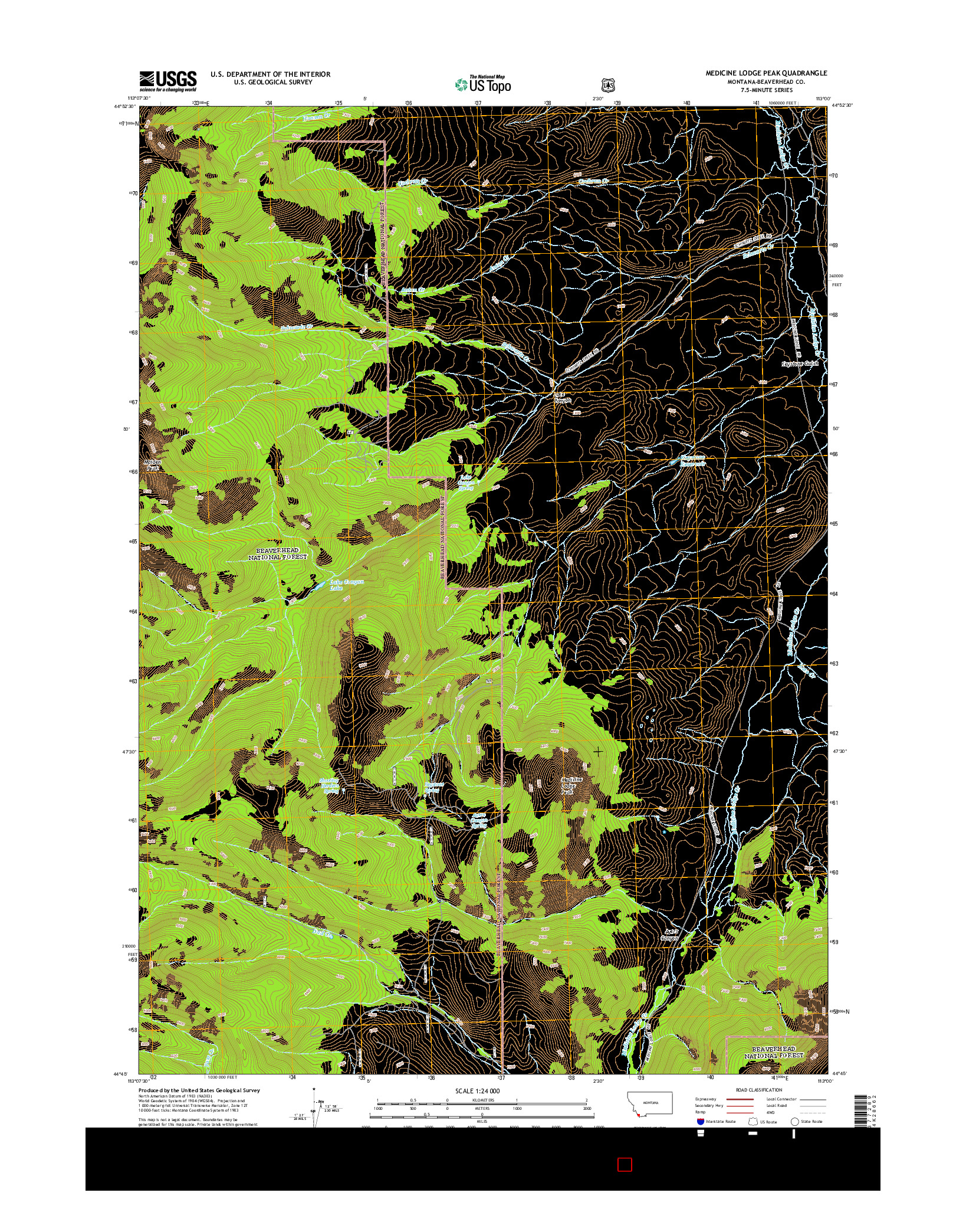 USGS US TOPO 7.5-MINUTE MAP FOR MEDICINE LODGE PEAK, MT 2014