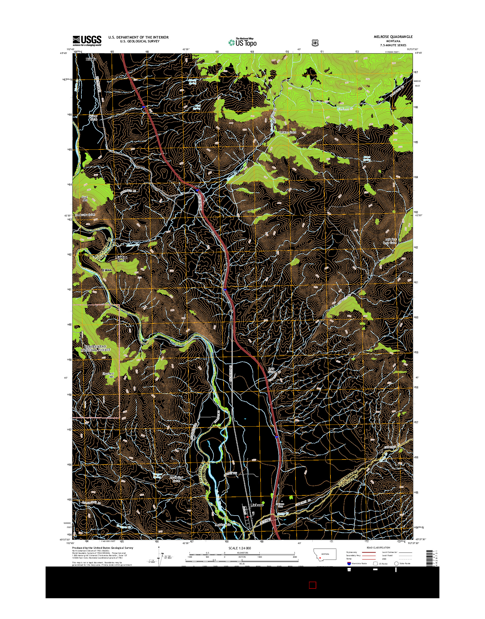 USGS US TOPO 7.5-MINUTE MAP FOR MELROSE, MT 2014