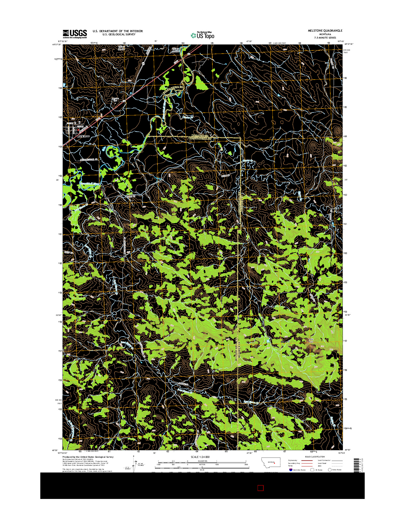 USGS US TOPO 7.5-MINUTE MAP FOR MELSTONE, MT 2014