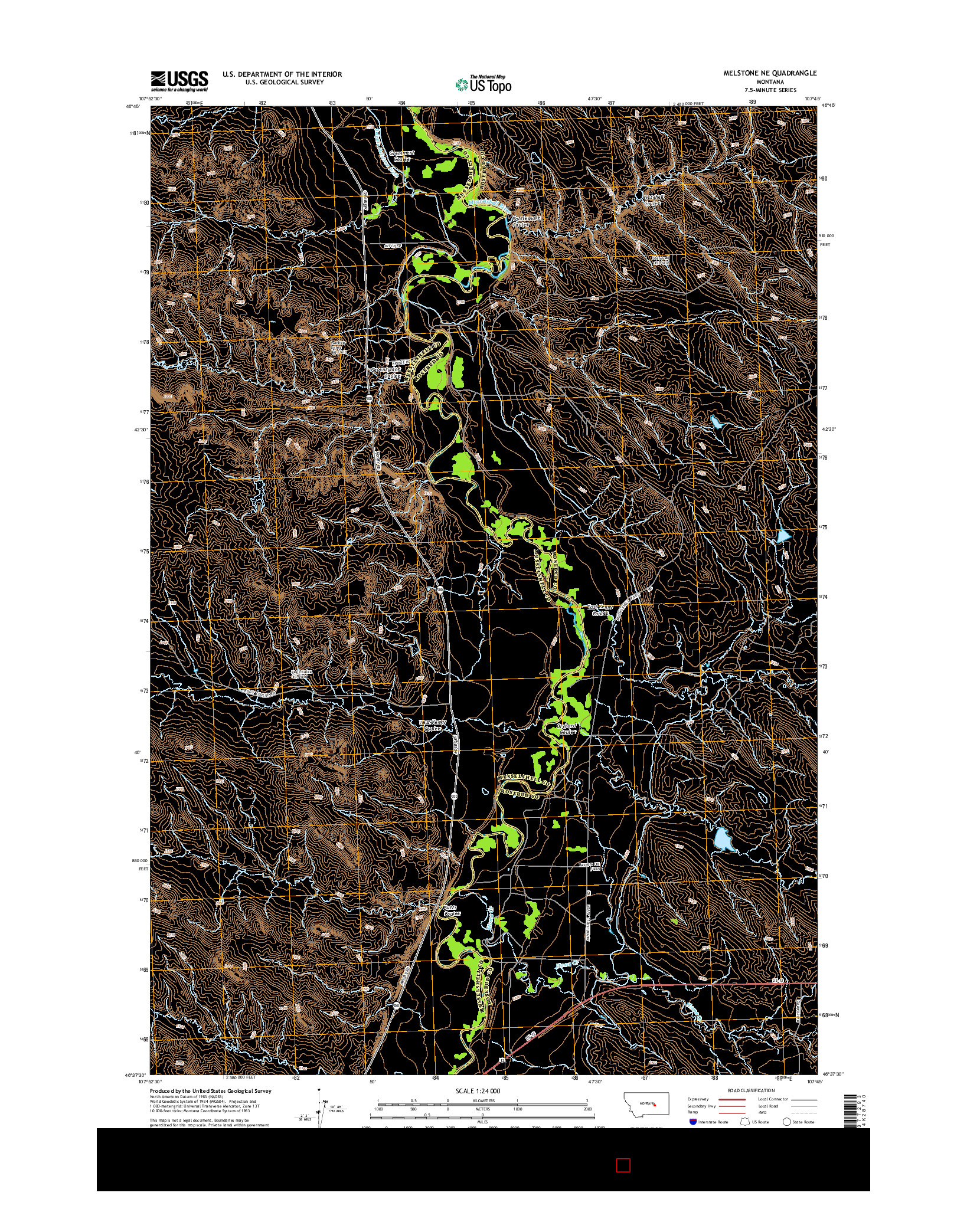 USGS US TOPO 7.5-MINUTE MAP FOR MELSTONE NE, MT 2014