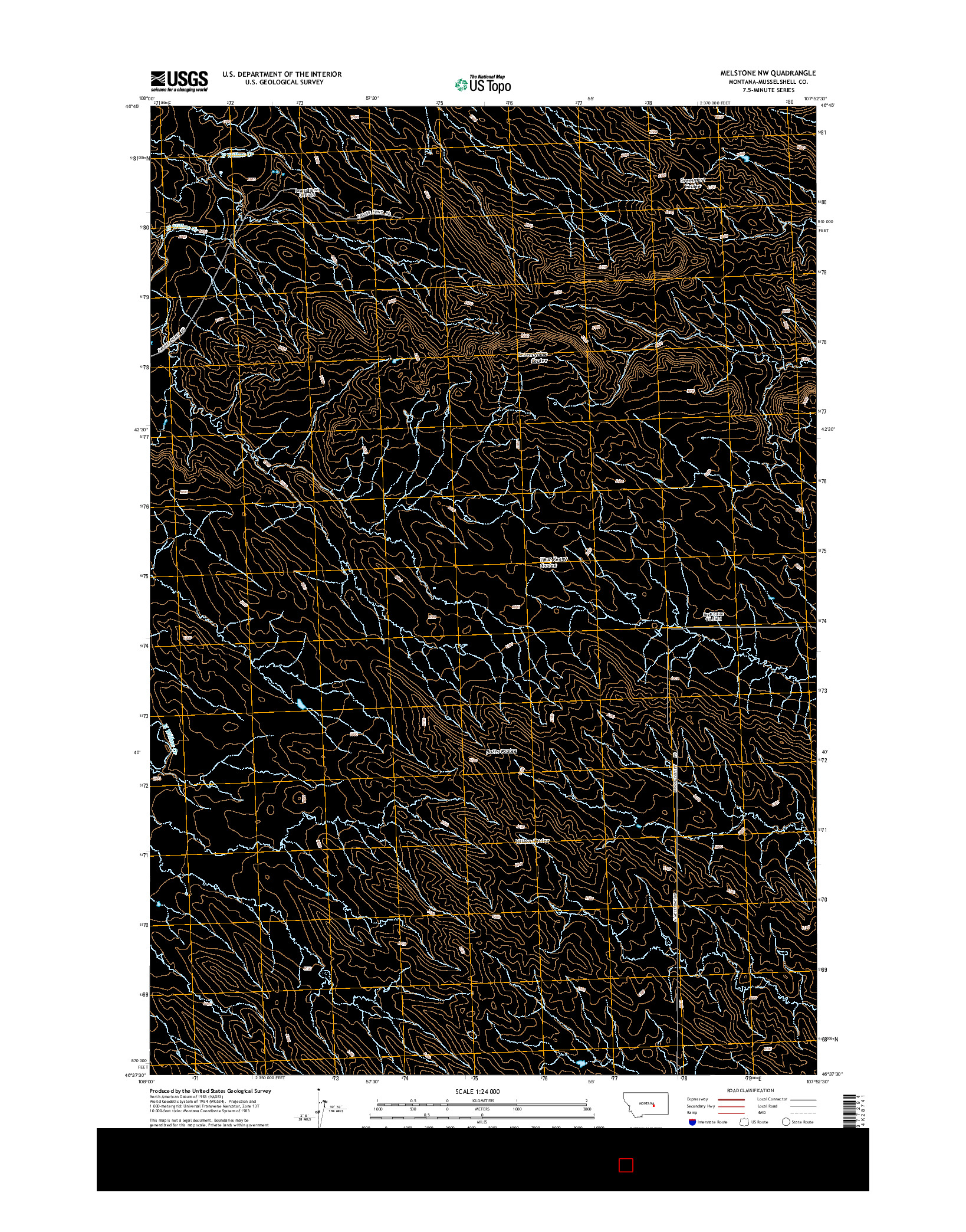 USGS US TOPO 7.5-MINUTE MAP FOR MELSTONE NW, MT 2014