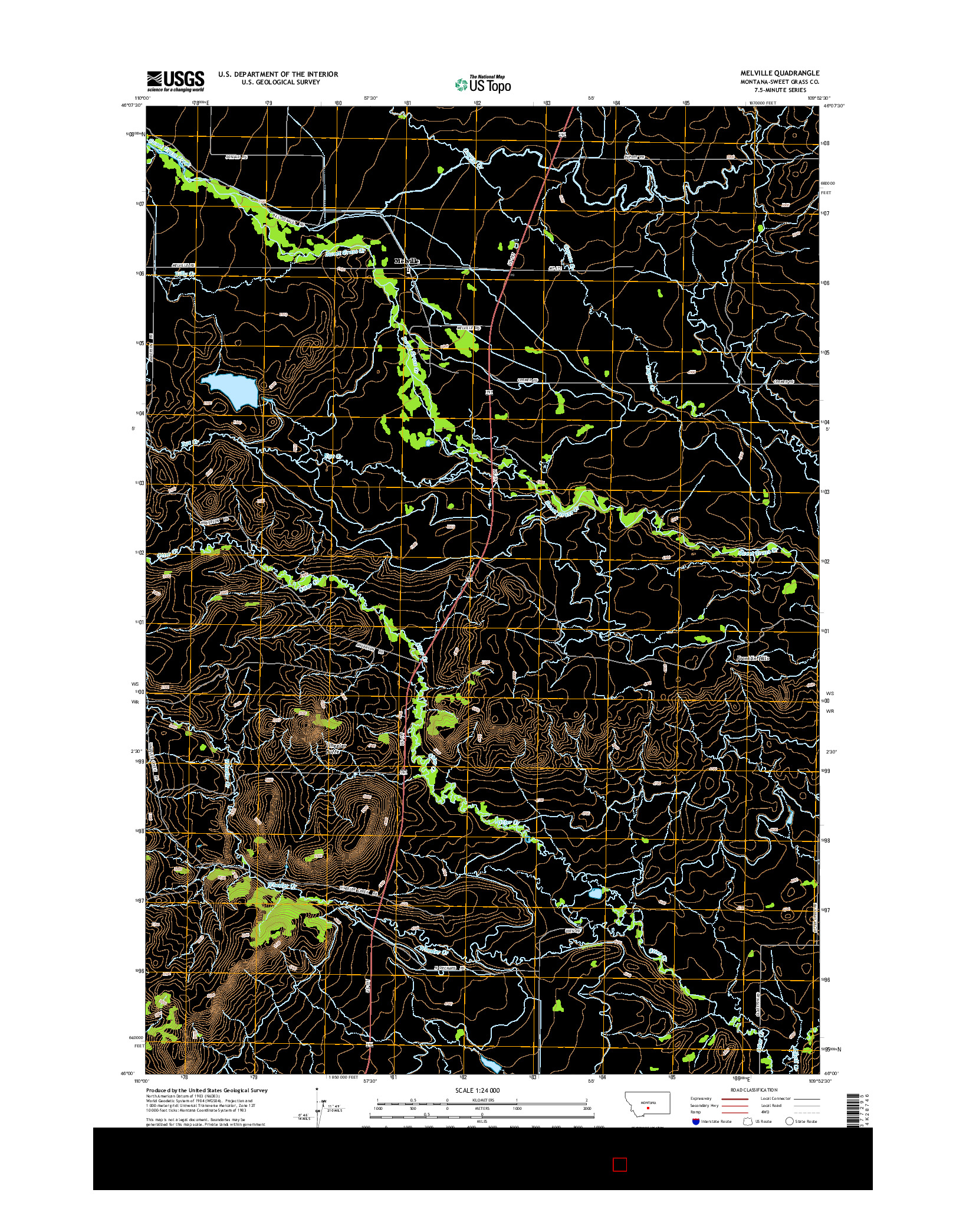 USGS US TOPO 7.5-MINUTE MAP FOR MELVILLE, MT 2014