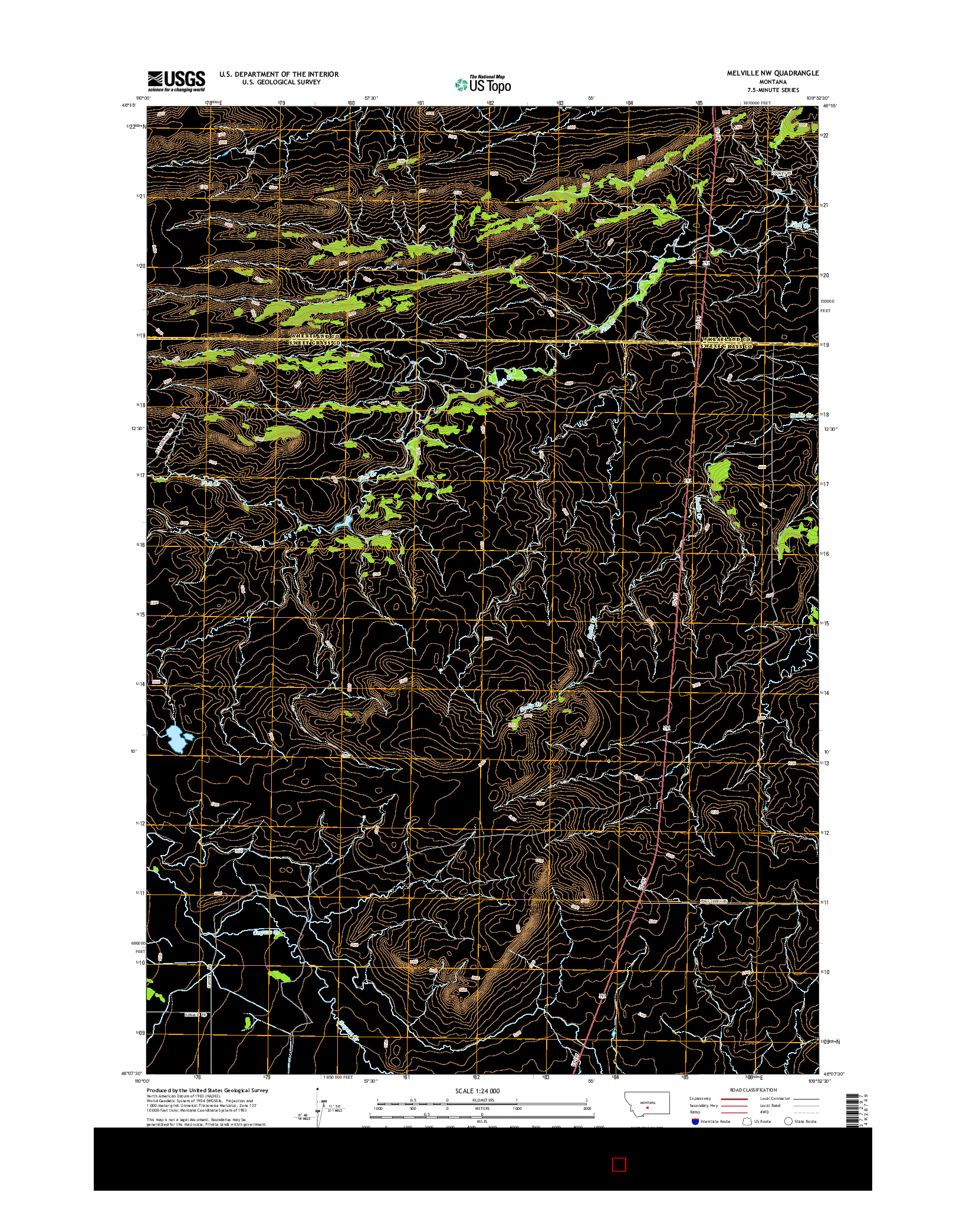 USGS US TOPO 7.5-MINUTE MAP FOR MELVILLE NW, MT 2014