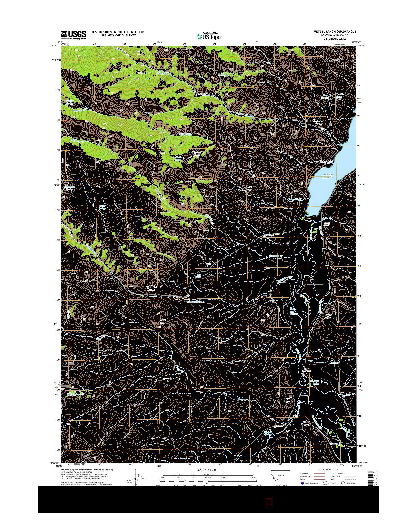 USGS US TOPO 7.5-MINUTE MAP FOR METZEL RANCH, MT 2014