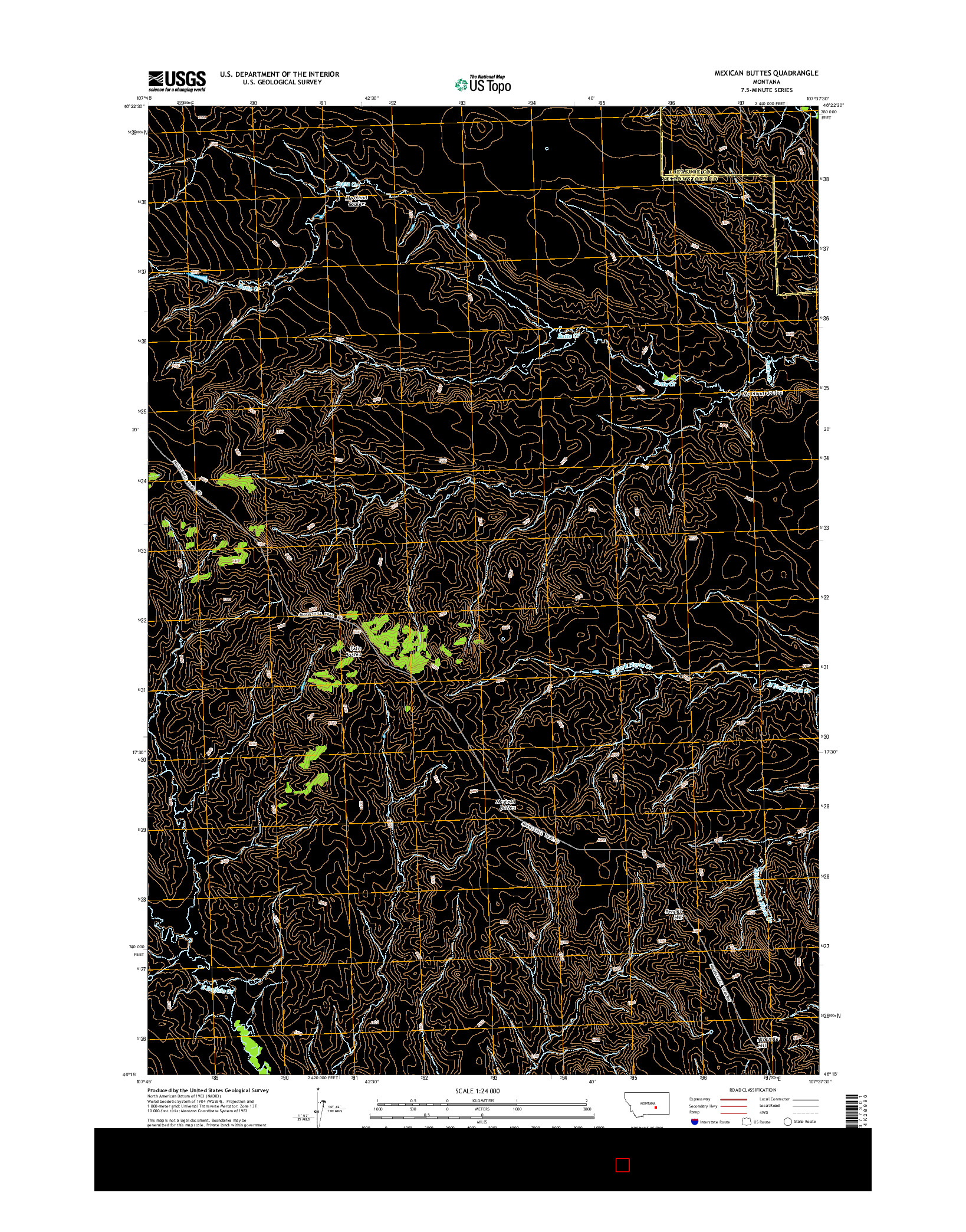 USGS US TOPO 7.5-MINUTE MAP FOR MEXICAN BUTTES, MT 2014