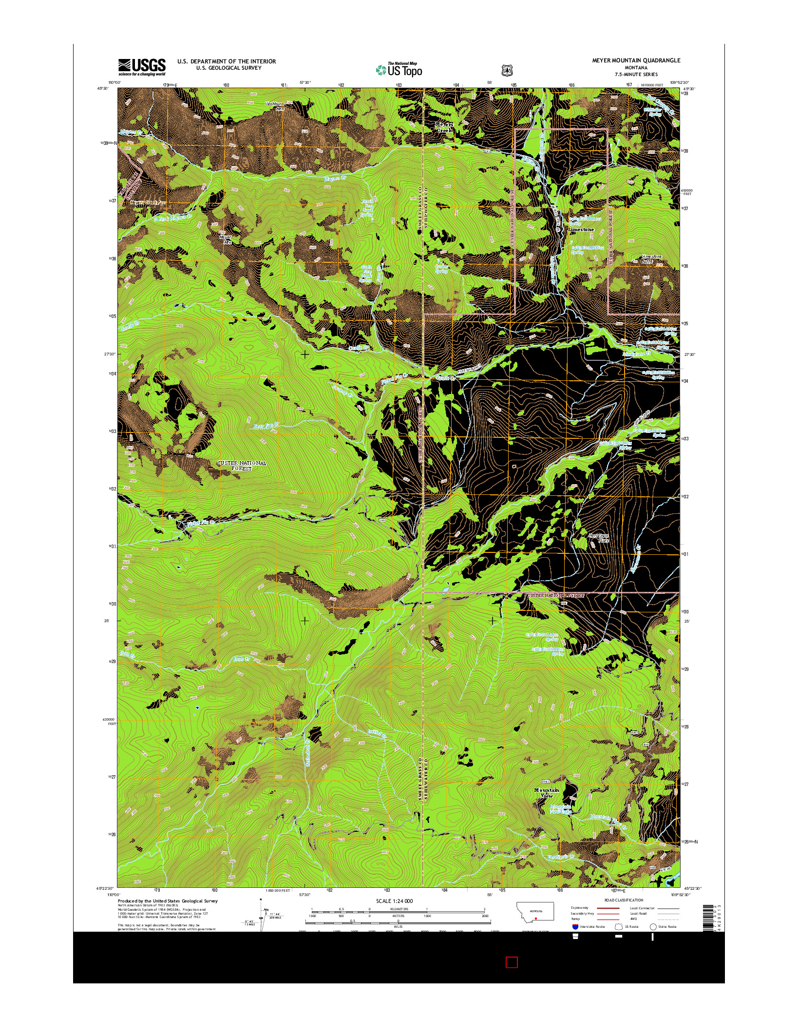 USGS US TOPO 7.5-MINUTE MAP FOR MEYER MOUNTAIN, MT 2014