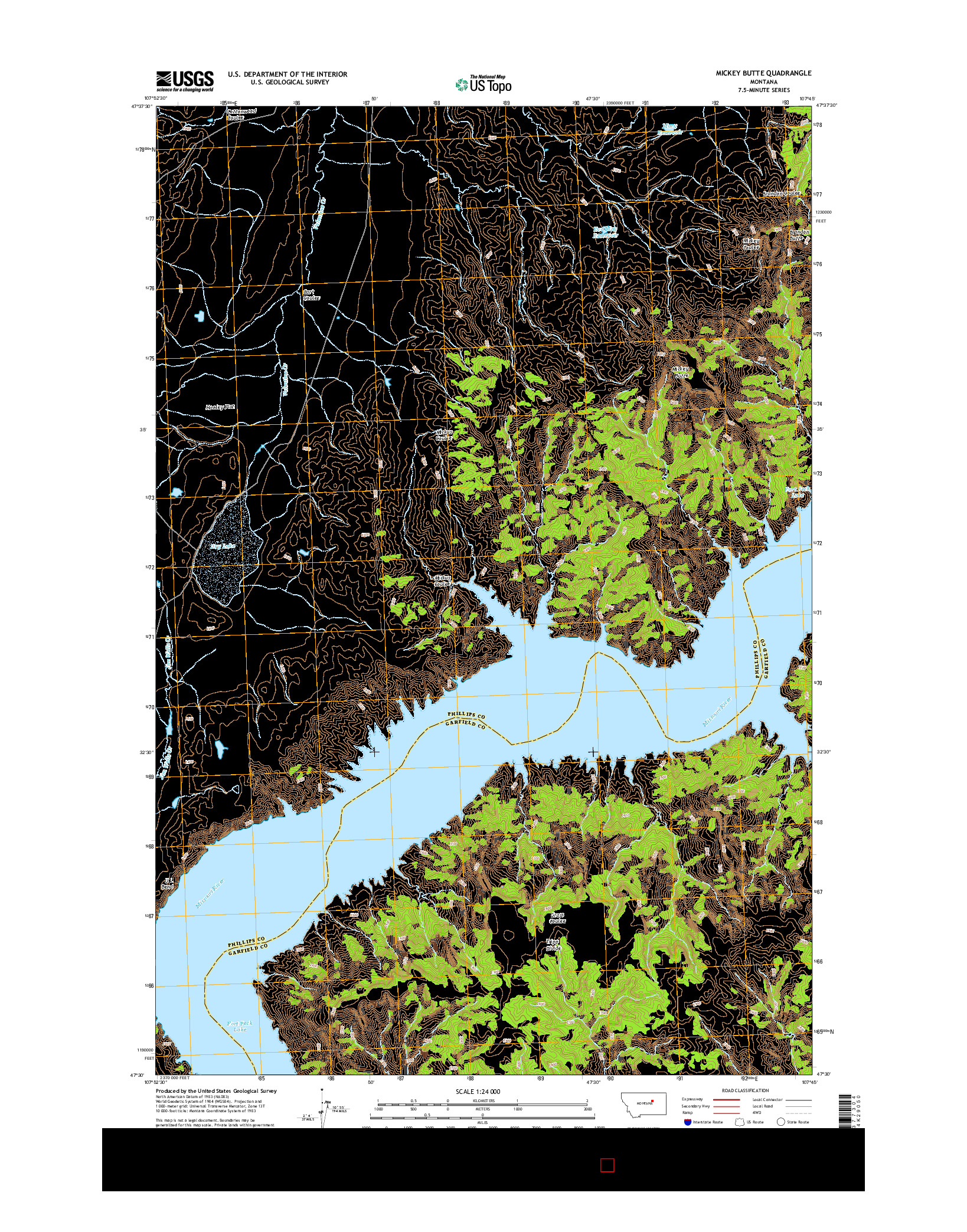 USGS US TOPO 7.5-MINUTE MAP FOR MICKEY BUTTE, MT 2014