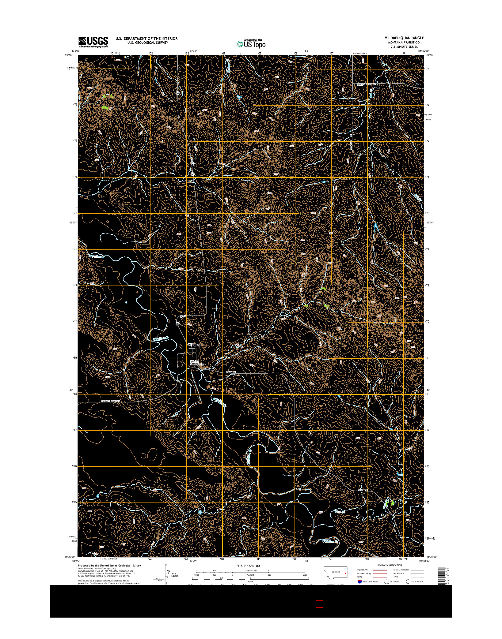 USGS US TOPO 7.5-MINUTE MAP FOR MILDRED, MT 2014