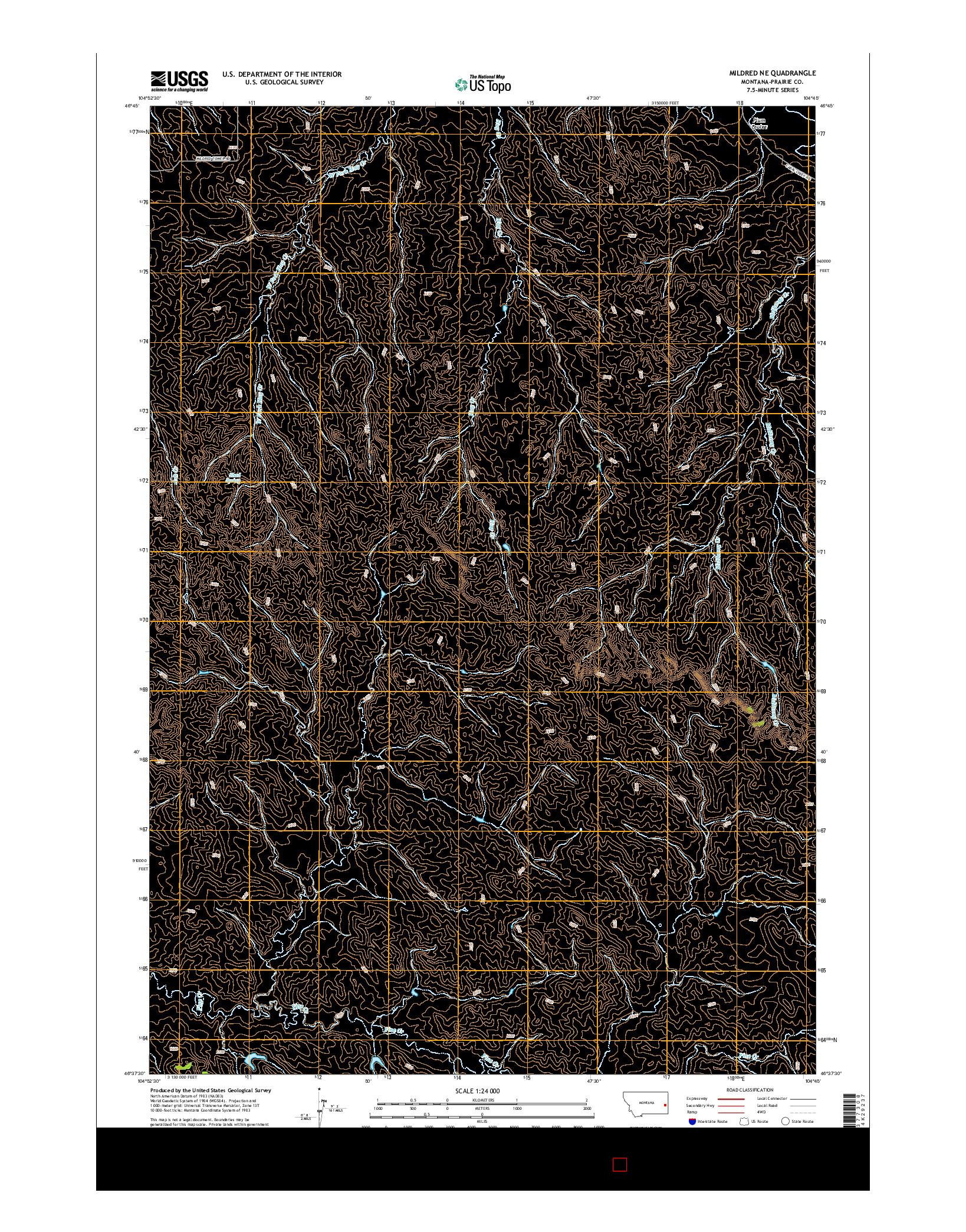 USGS US TOPO 7.5-MINUTE MAP FOR MILDRED NE, MT 2014