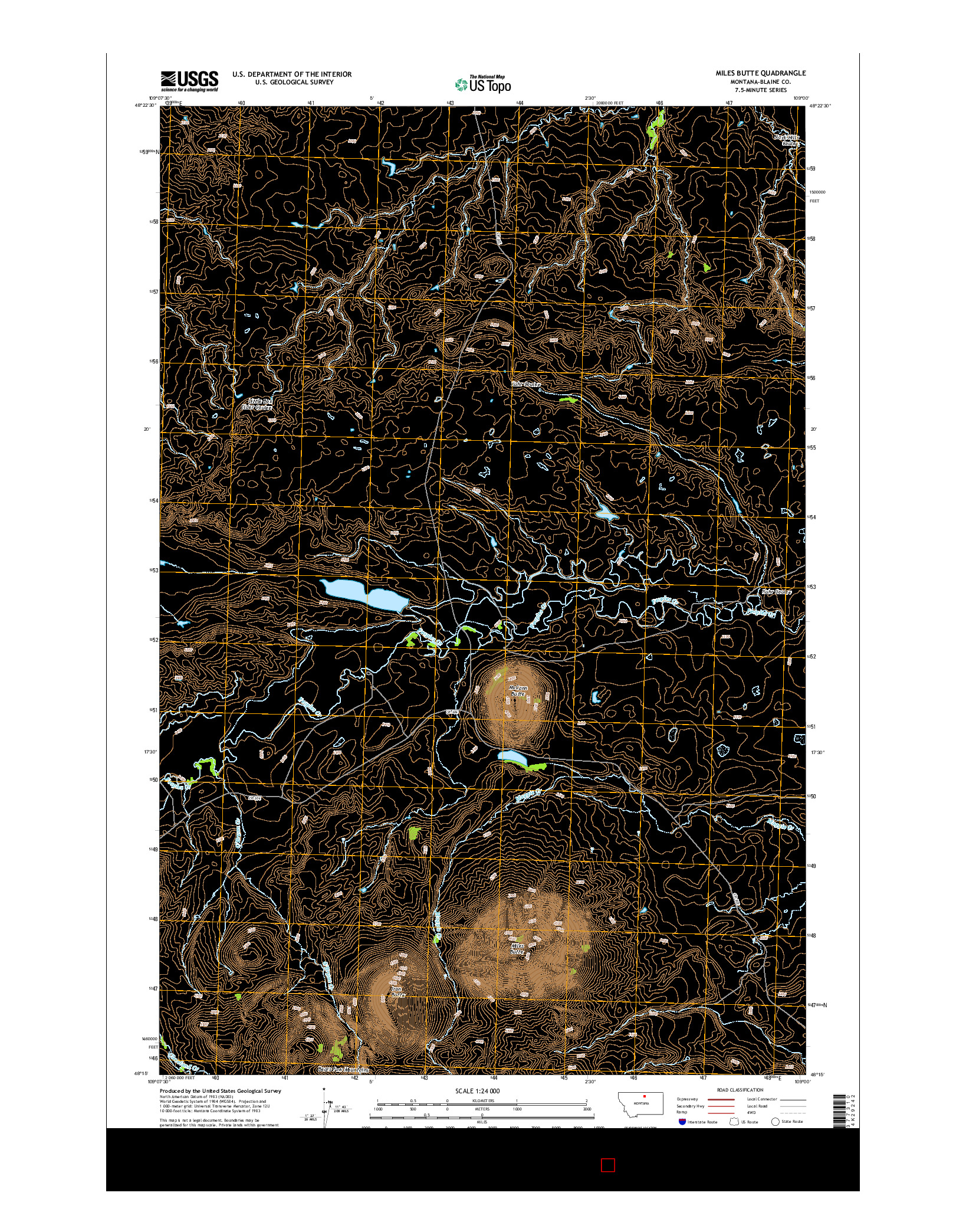 USGS US TOPO 7.5-MINUTE MAP FOR MILES BUTTE, MT 2014