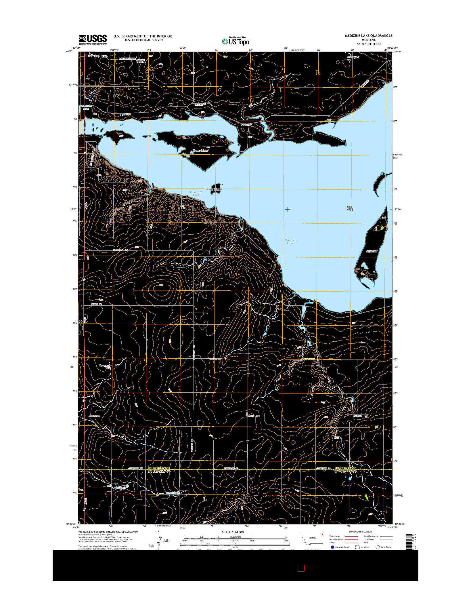USGS US TOPO 7.5-MINUTE MAP FOR MEDICINE LAKE, MT 2014