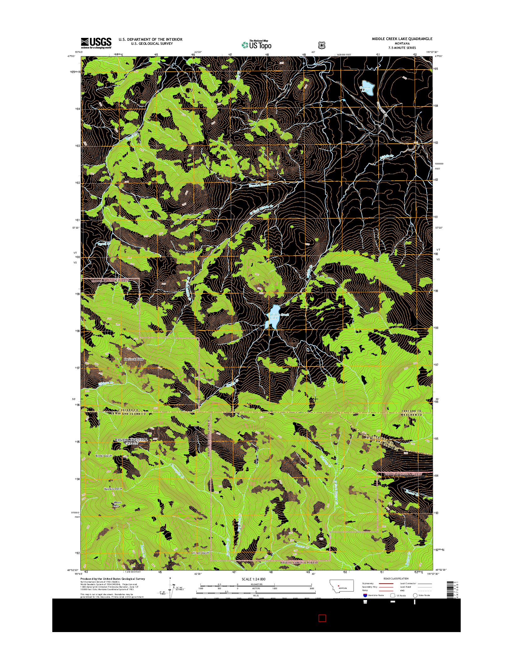USGS US TOPO 7.5-MINUTE MAP FOR MIDDLE CREEK LAKE, MT 2014