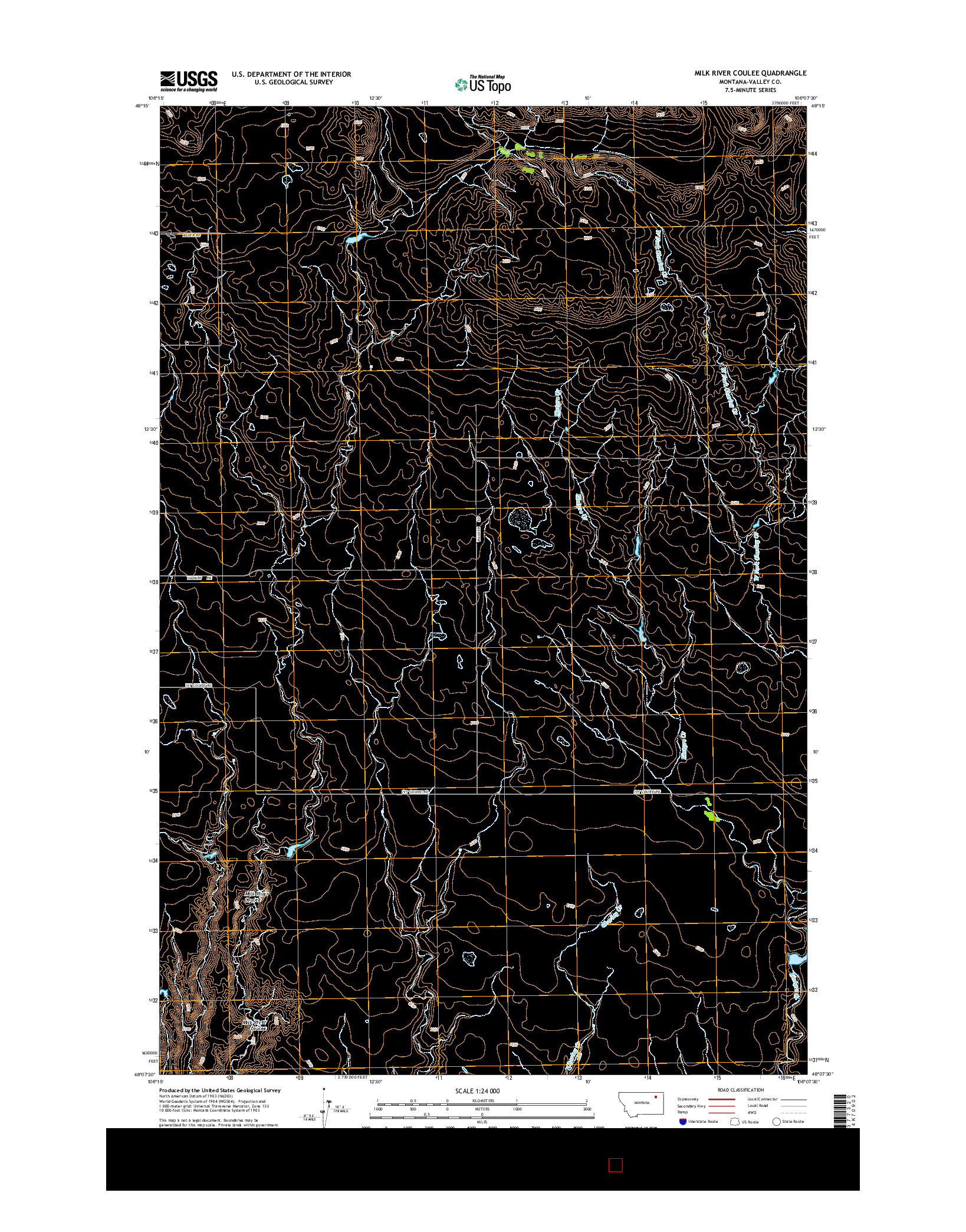 USGS US TOPO 7.5-MINUTE MAP FOR MILK RIVER COULEE, MT 2014