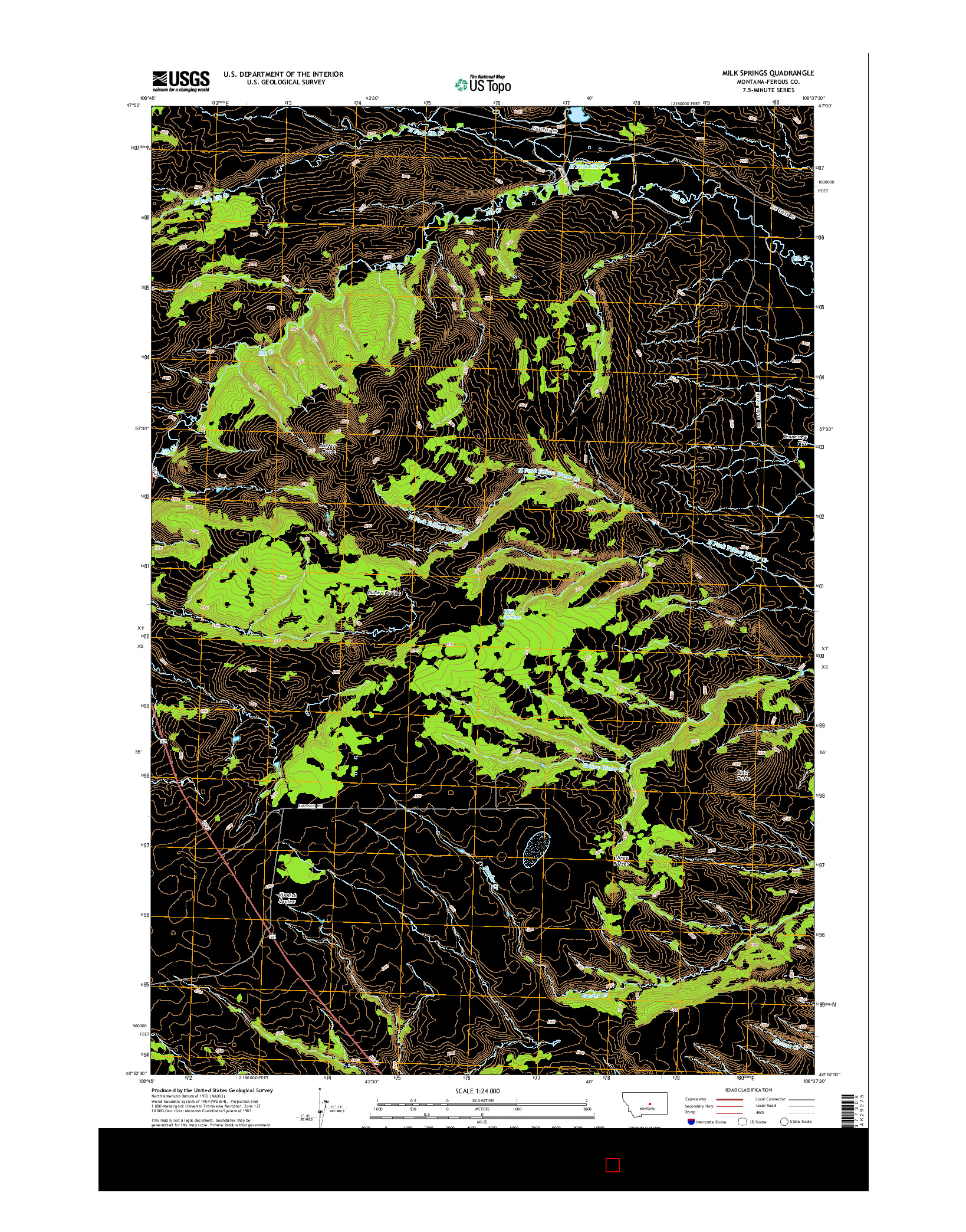 USGS US TOPO 7.5-MINUTE MAP FOR MILK SPRINGS, MT 2014