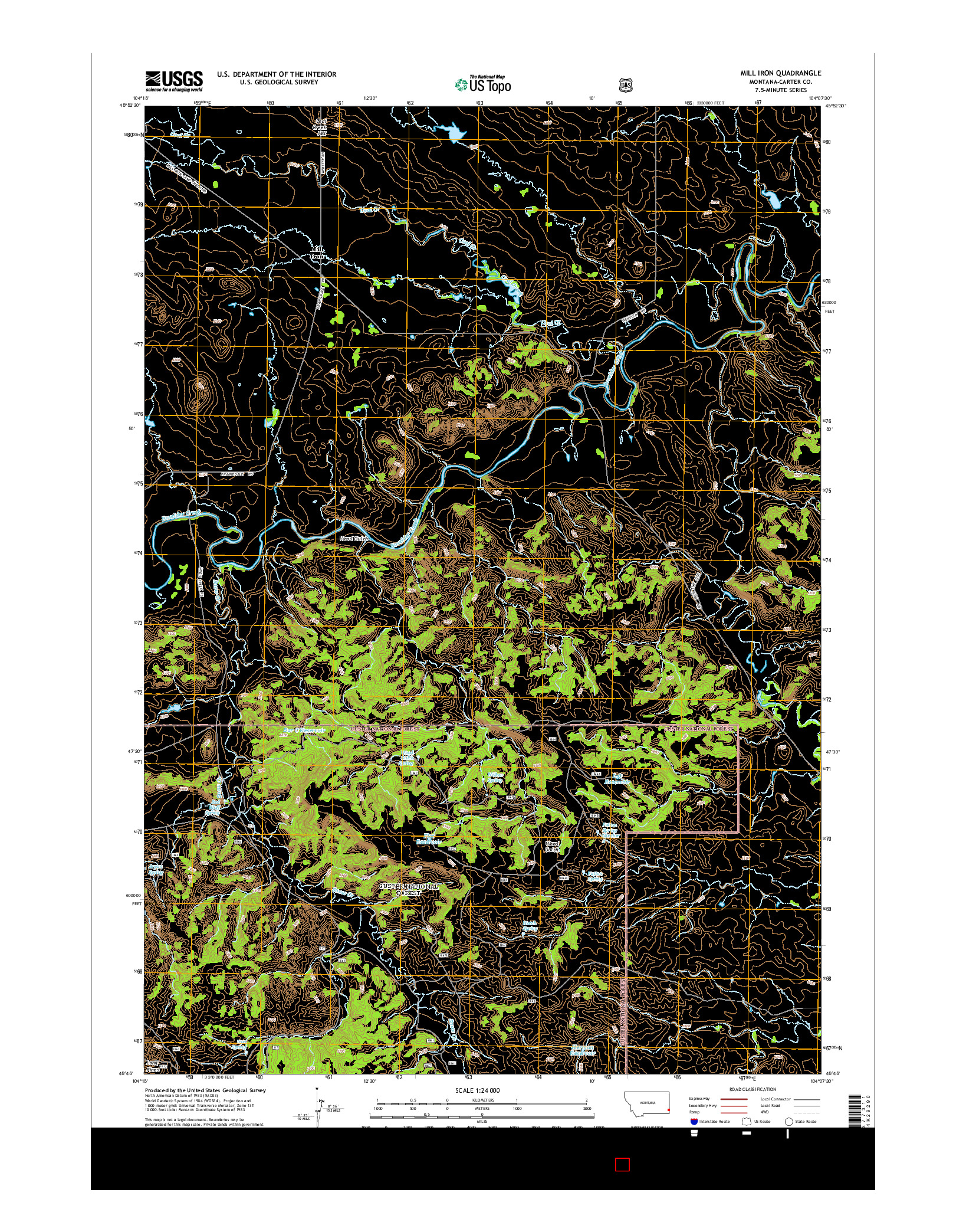 USGS US TOPO 7.5-MINUTE MAP FOR MILL IRON, MT 2014