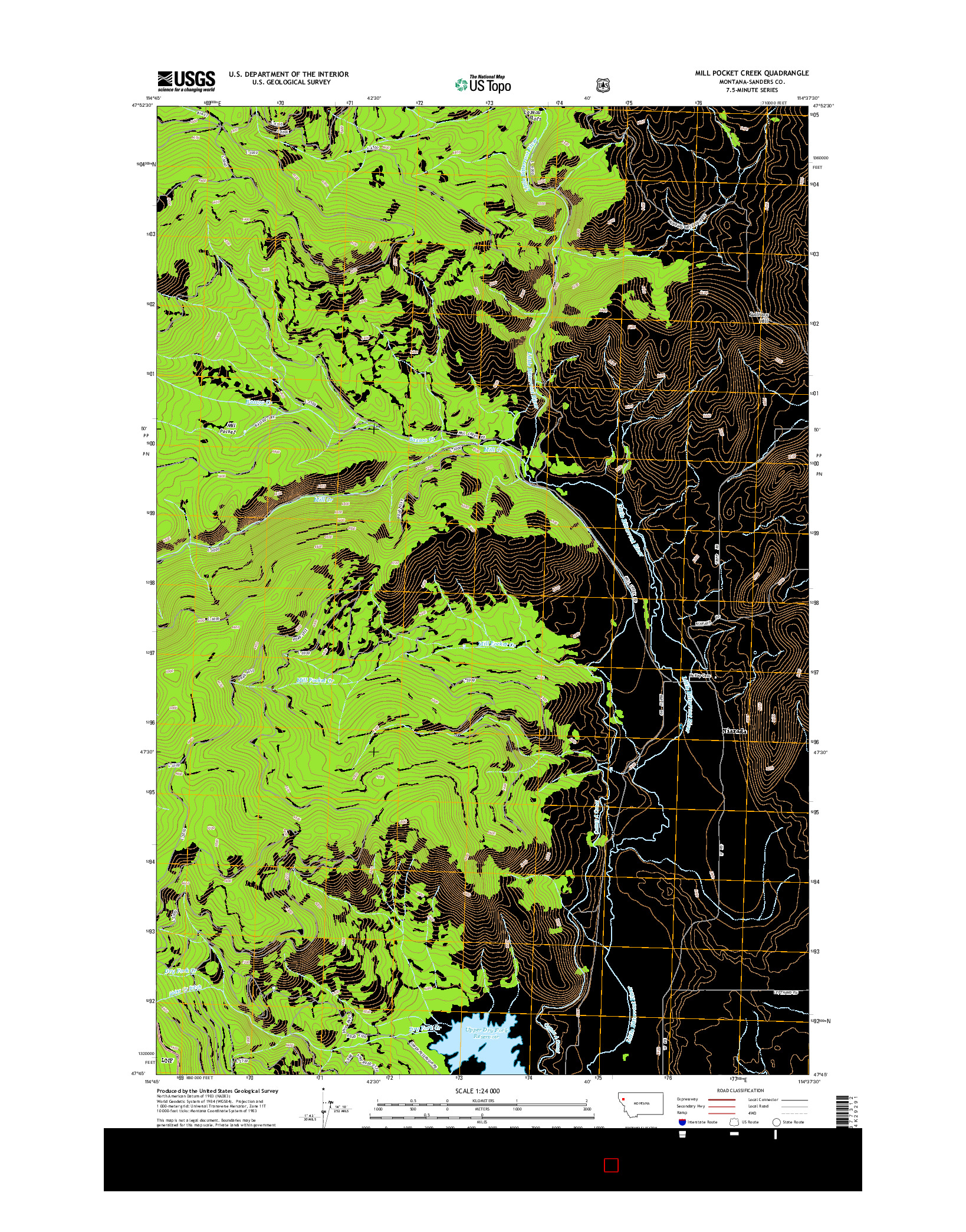 USGS US TOPO 7.5-MINUTE MAP FOR MILL POCKET CREEK, MT 2014