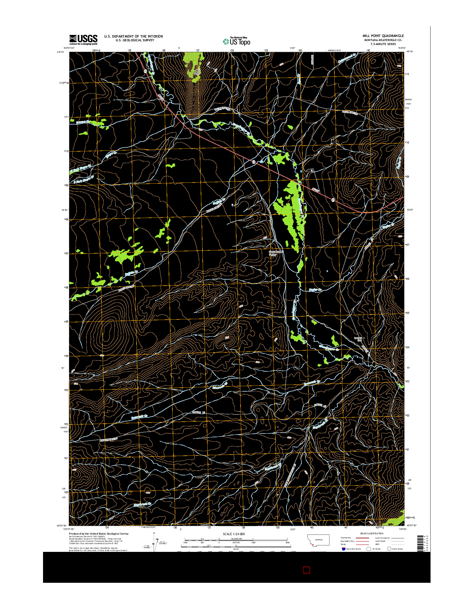 USGS US TOPO 7.5-MINUTE MAP FOR MILL POINT, MT 2014