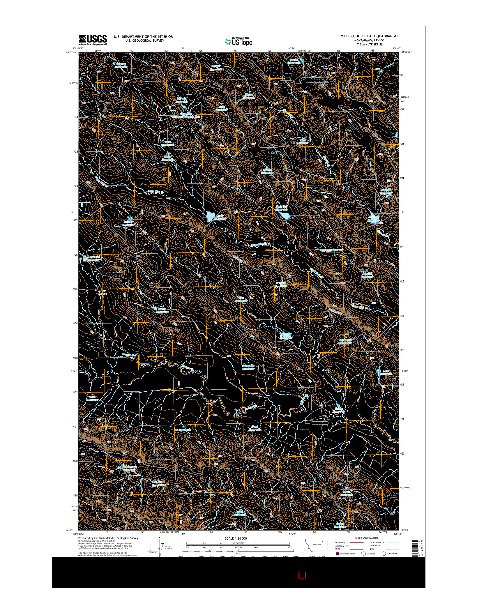 USGS US TOPO 7.5-MINUTE MAP FOR MILLER COULEE EAST, MT 2014