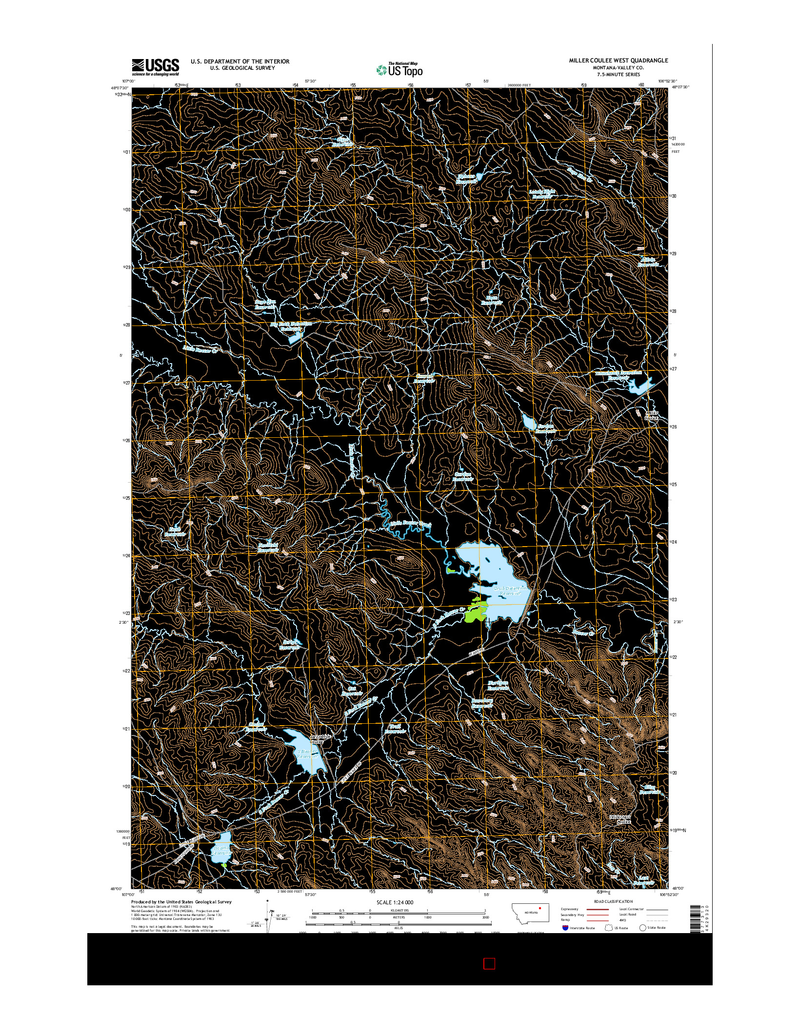 USGS US TOPO 7.5-MINUTE MAP FOR MILLER COULEE WEST, MT 2014