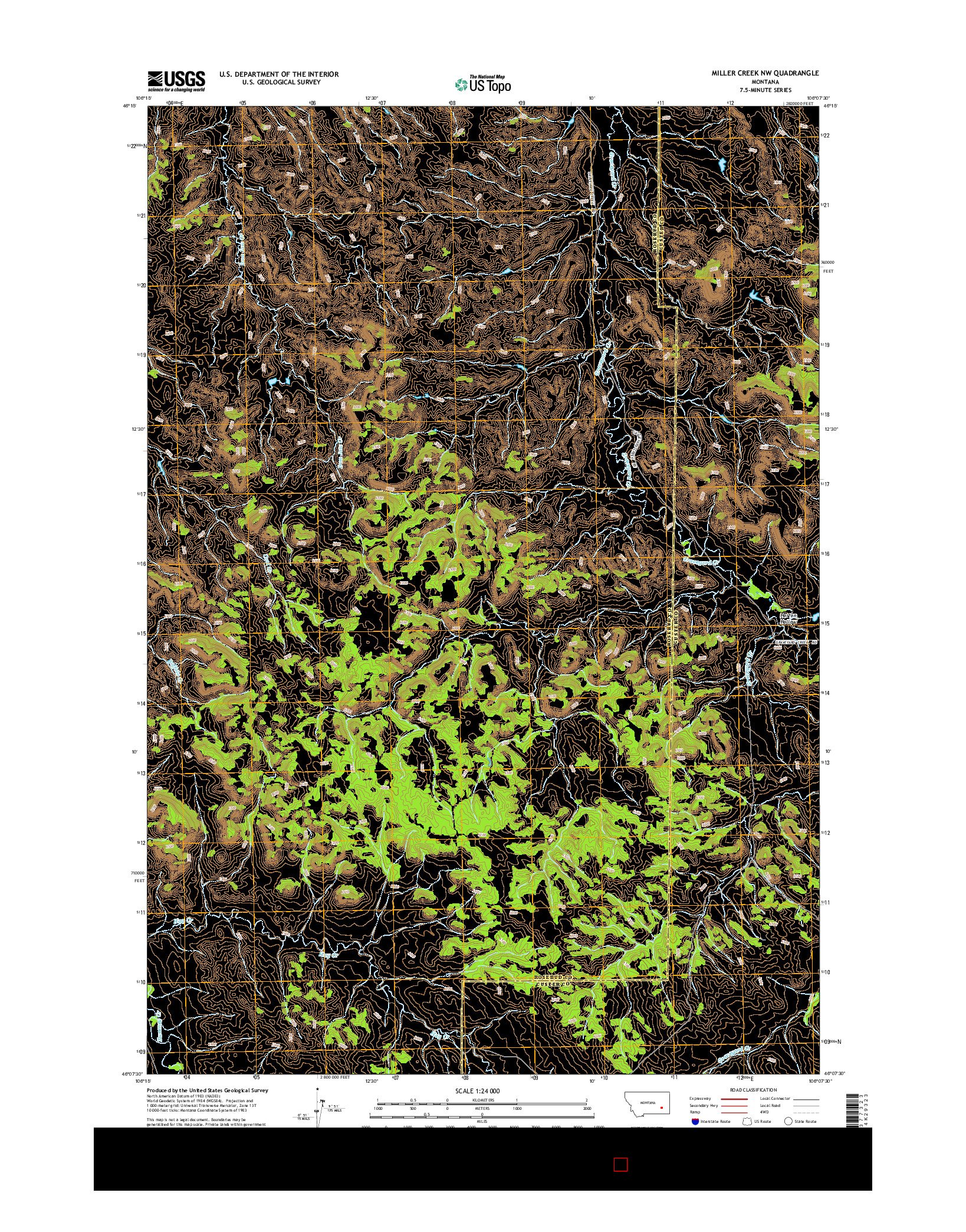 USGS US TOPO 7.5-MINUTE MAP FOR MILLER CREEK NW, MT 2014