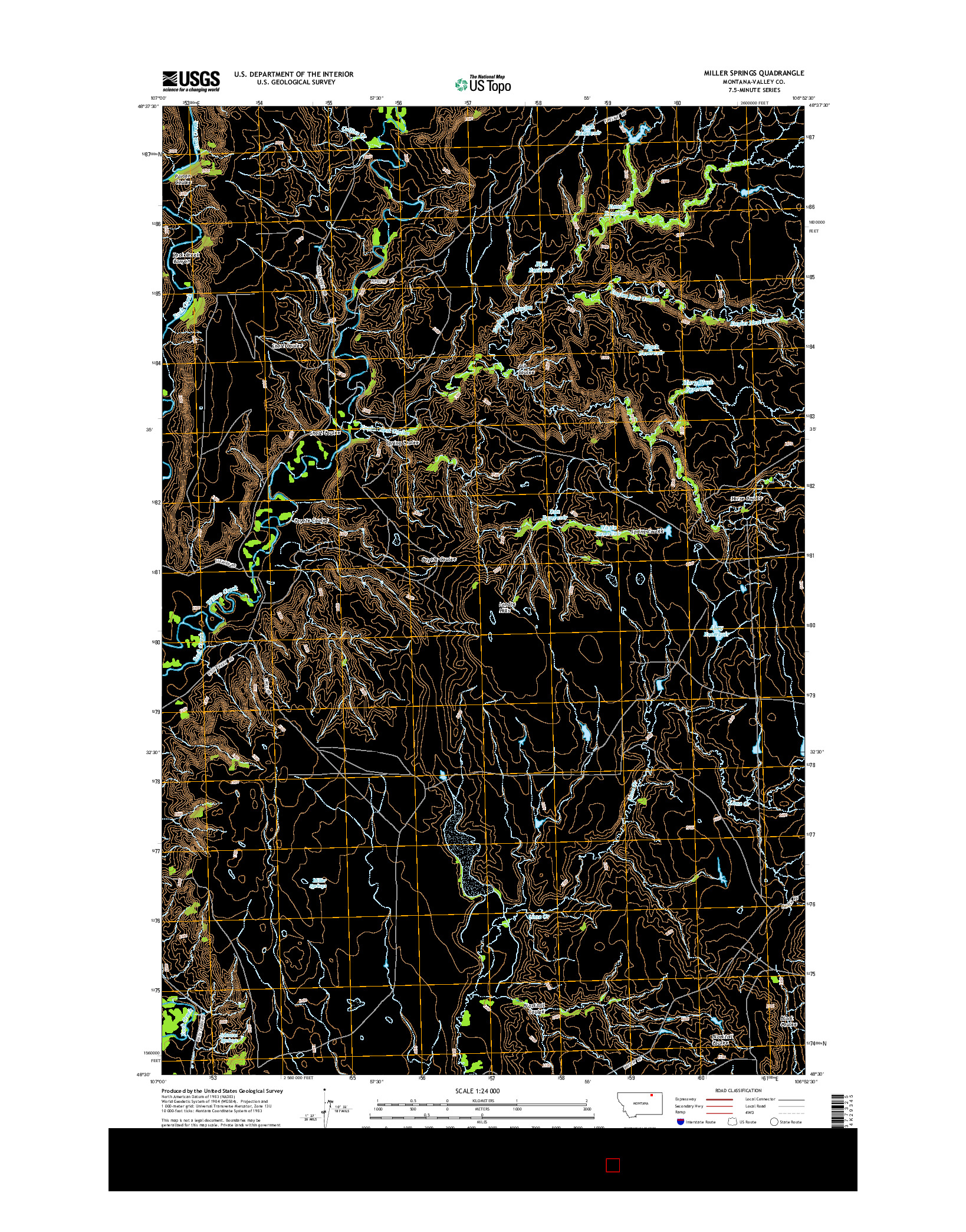 USGS US TOPO 7.5-MINUTE MAP FOR MILLER SPRINGS, MT 2014