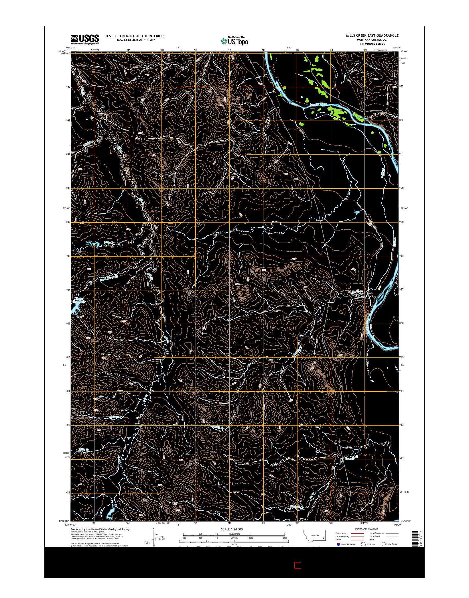 USGS US TOPO 7.5-MINUTE MAP FOR MILLS CREEK EAST, MT 2014