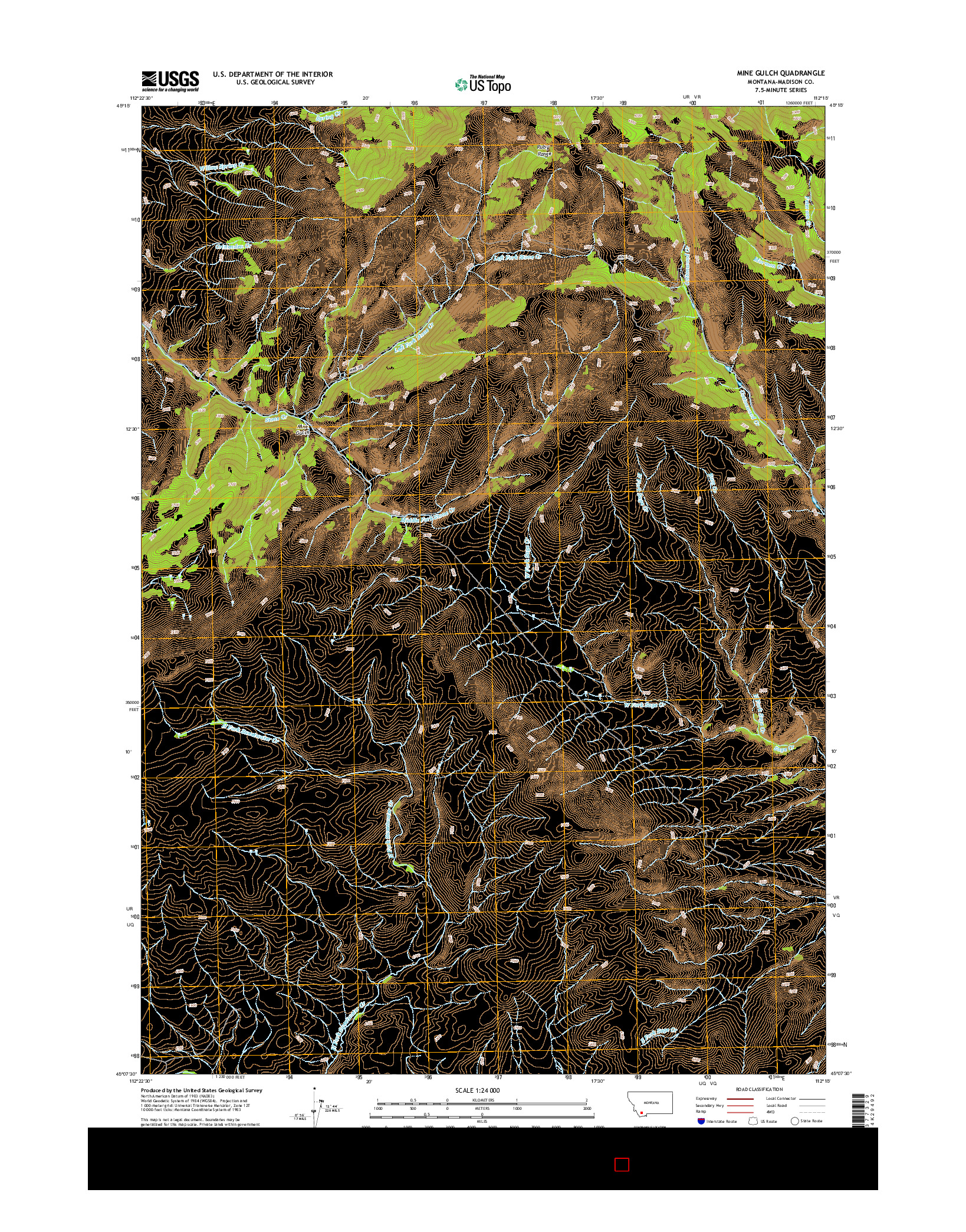 USGS US TOPO 7.5-MINUTE MAP FOR MINE GULCH, MT 2014