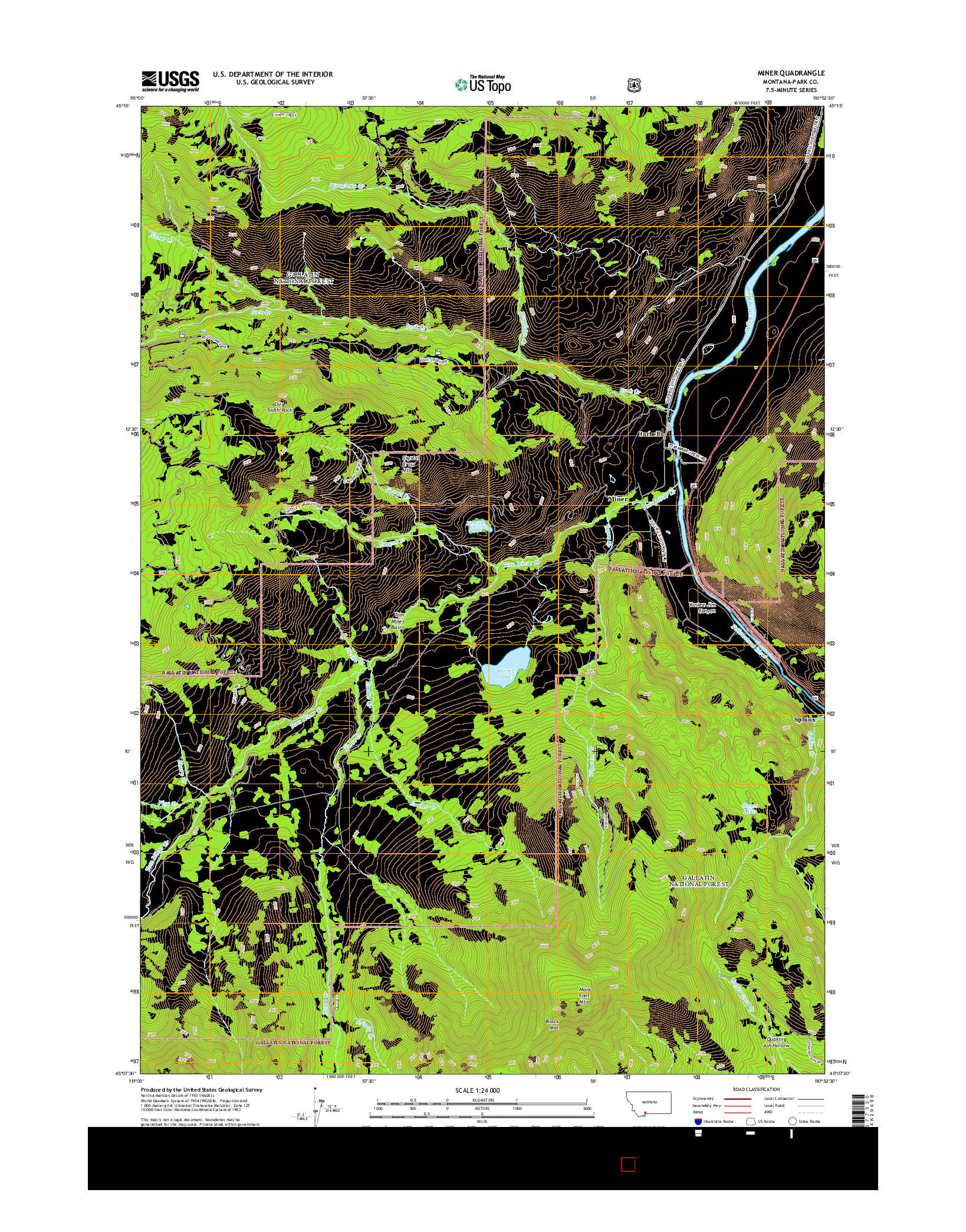 USGS US TOPO 7.5-MINUTE MAP FOR MINER, MT 2014