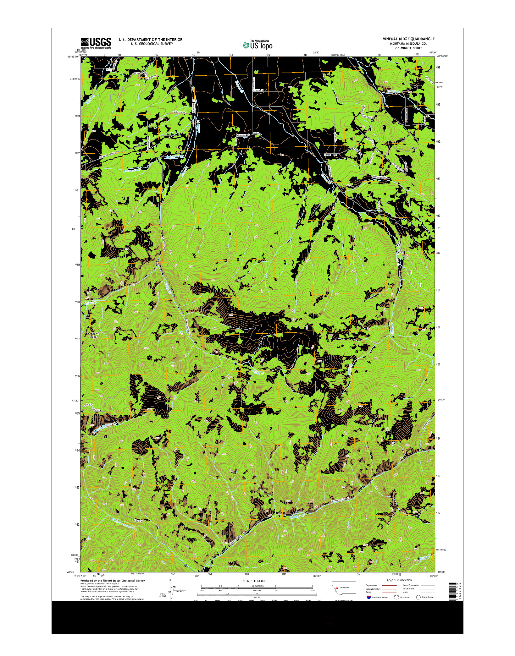 USGS US TOPO 7.5-MINUTE MAP FOR MINERAL RIDGE, MT 2014