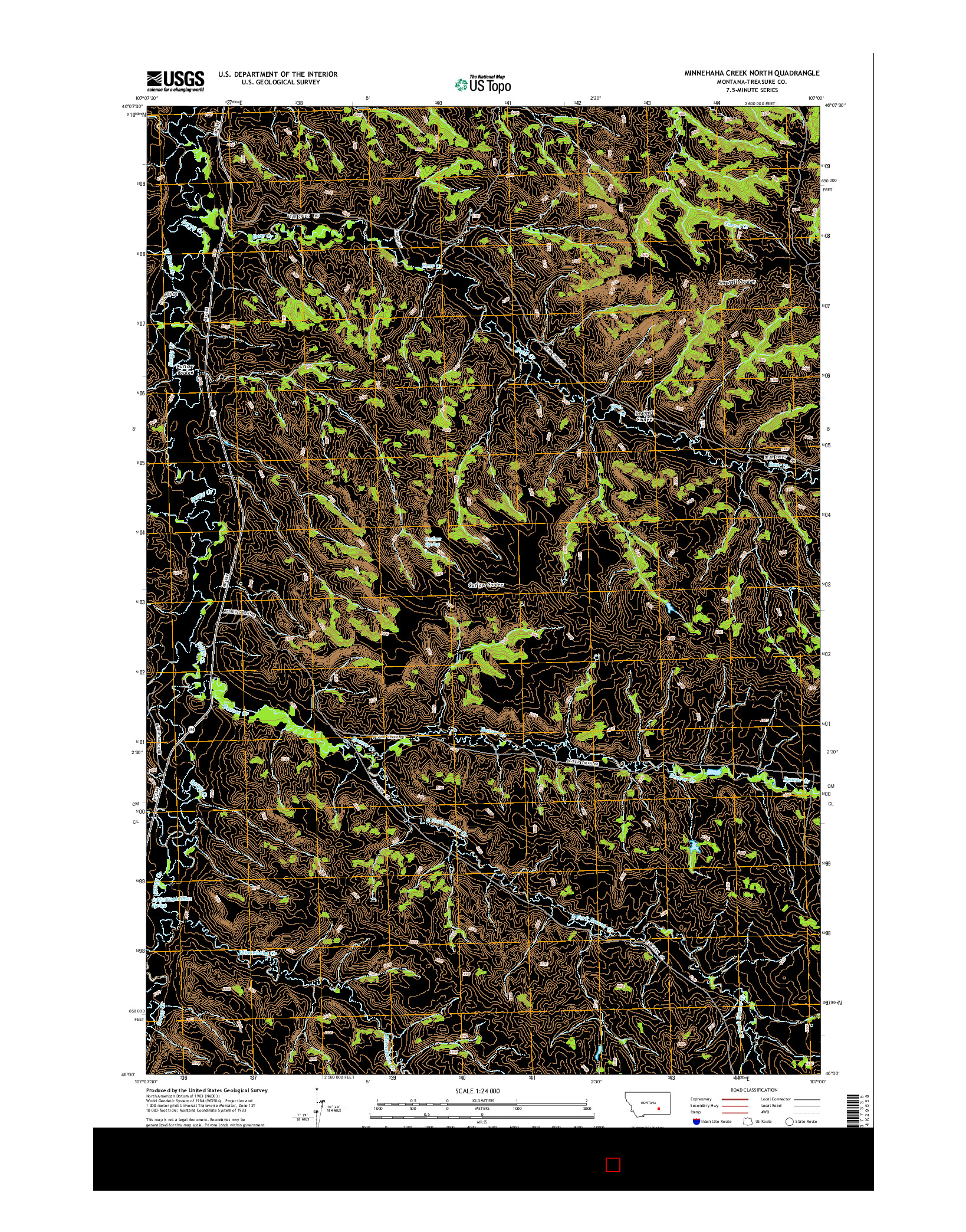 USGS US TOPO 7.5-MINUTE MAP FOR MINNEHAHA CREEK NORTH, MT 2014