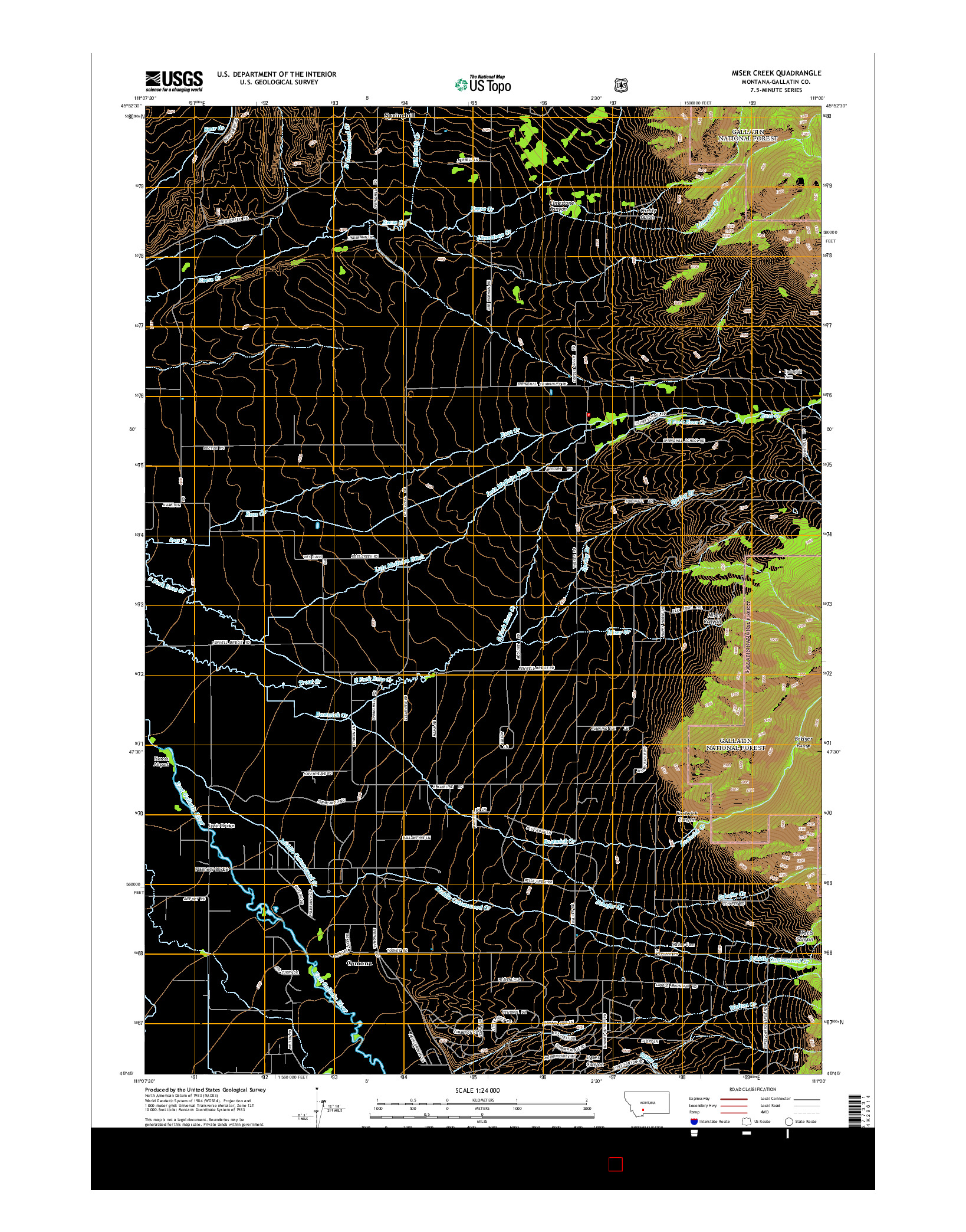 USGS US TOPO 7.5-MINUTE MAP FOR MISER CREEK, MT 2014