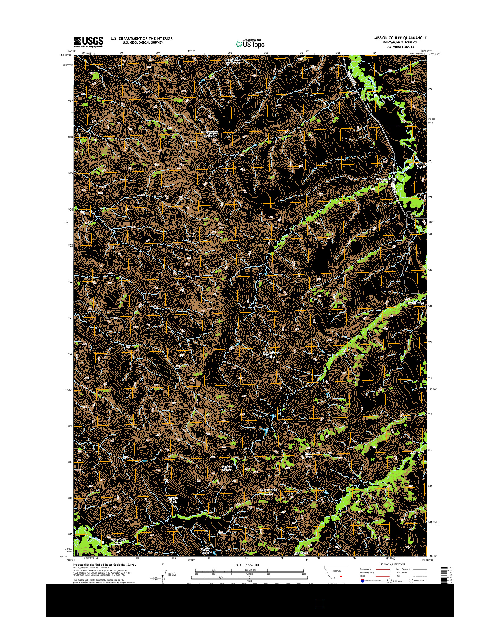 USGS US TOPO 7.5-MINUTE MAP FOR MISSION COULEE, MT 2014