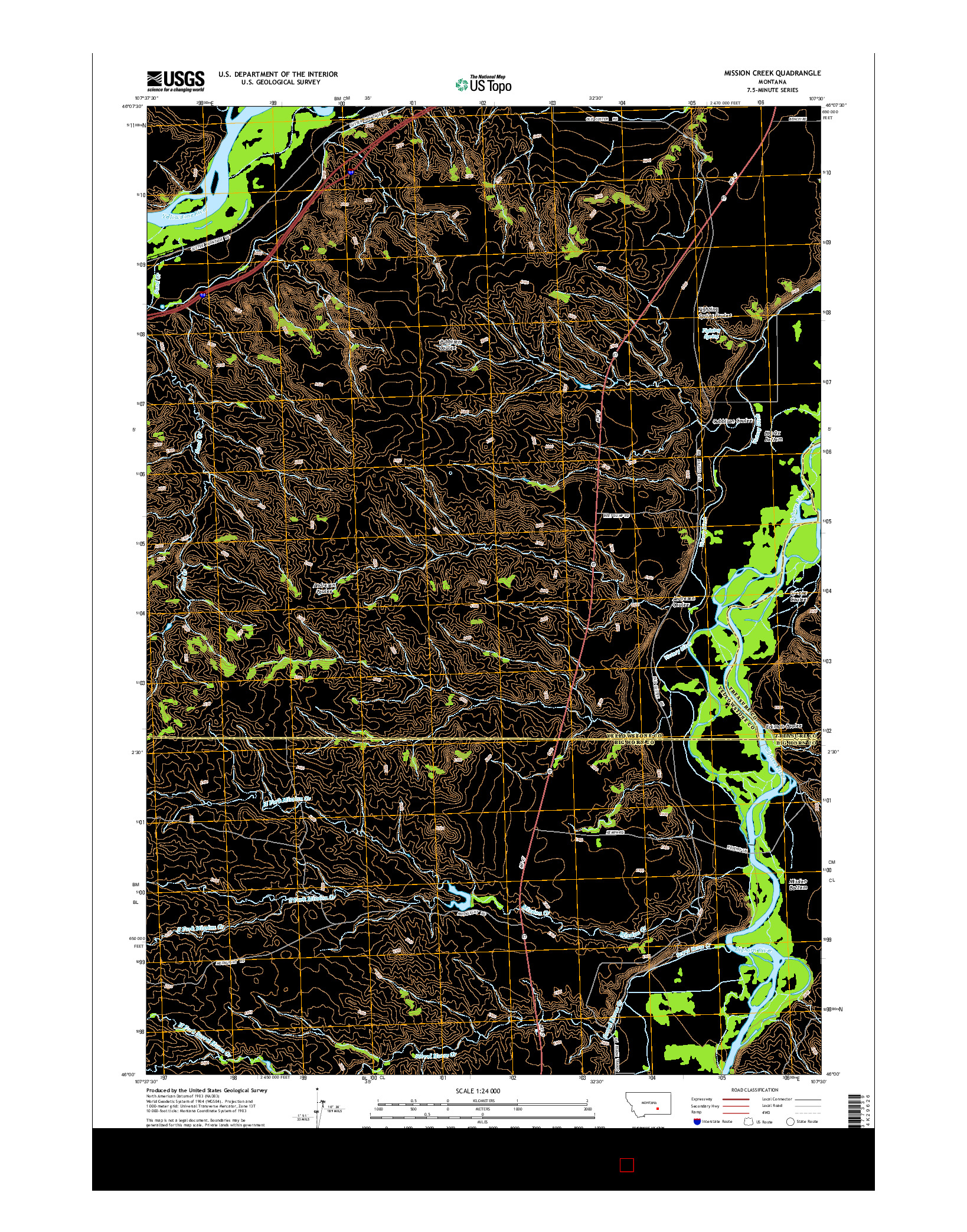 USGS US TOPO 7.5-MINUTE MAP FOR MISSION CREEK, MT 2014
