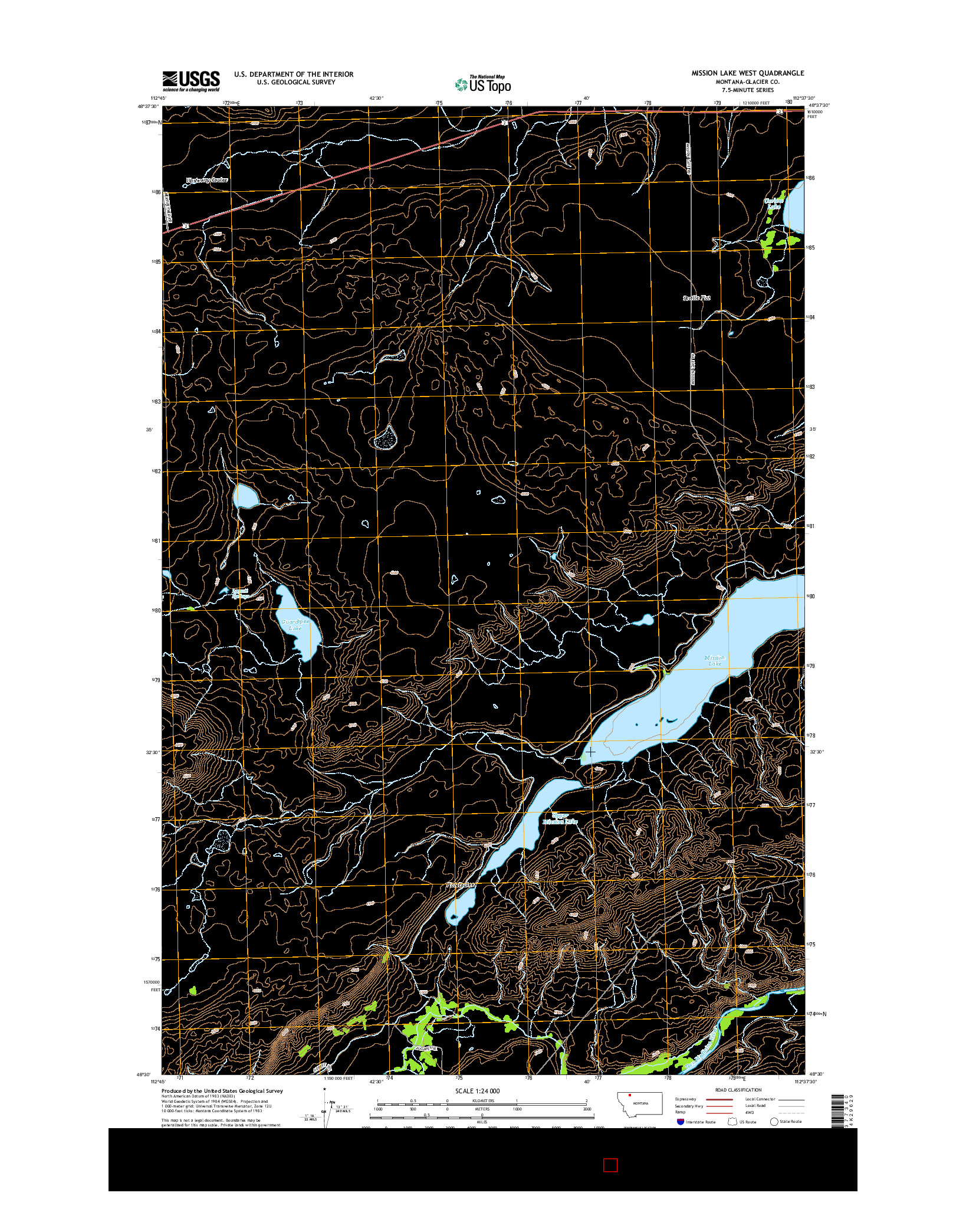 USGS US TOPO 7.5-MINUTE MAP FOR MISSION LAKE WEST, MT 2014