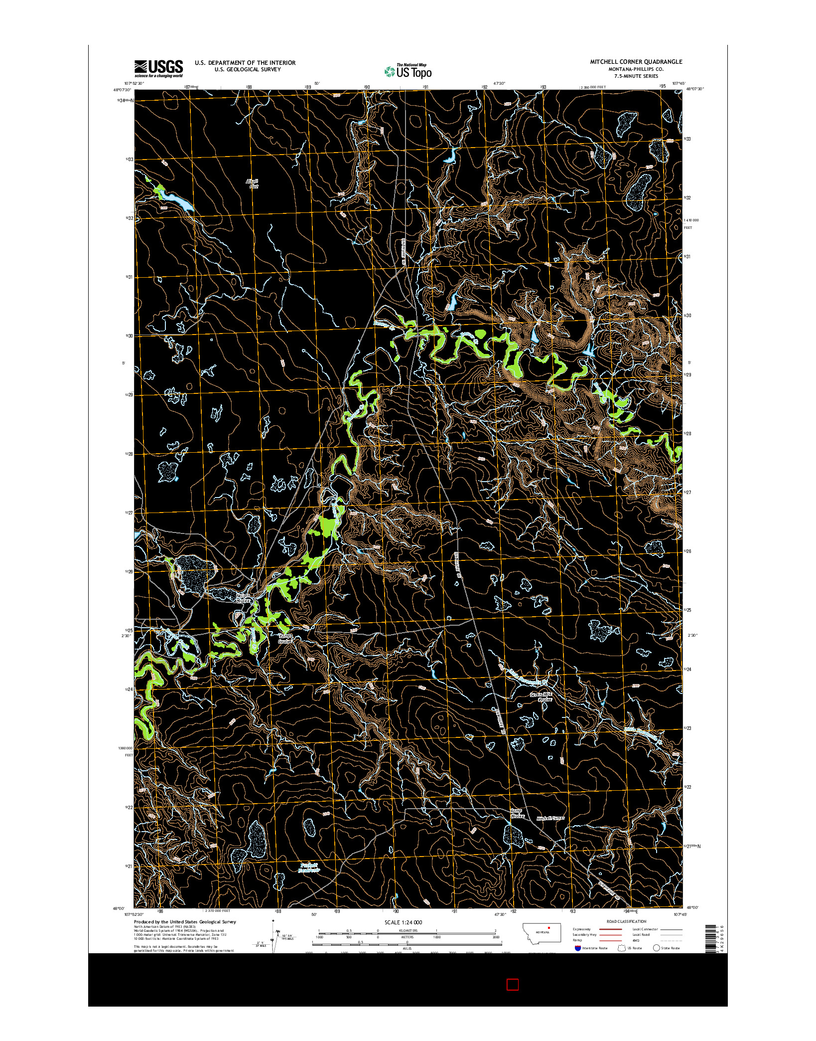 USGS US TOPO 7.5-MINUTE MAP FOR MITCHELL CORNER, MT 2014