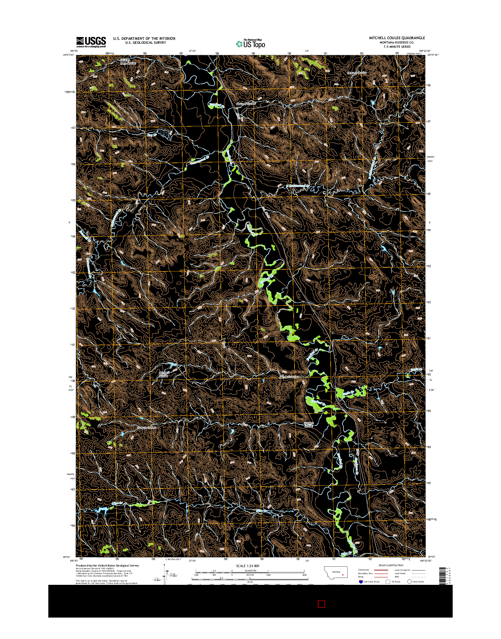 USGS US TOPO 7.5-MINUTE MAP FOR MITCHELL COULEE, MT 2014