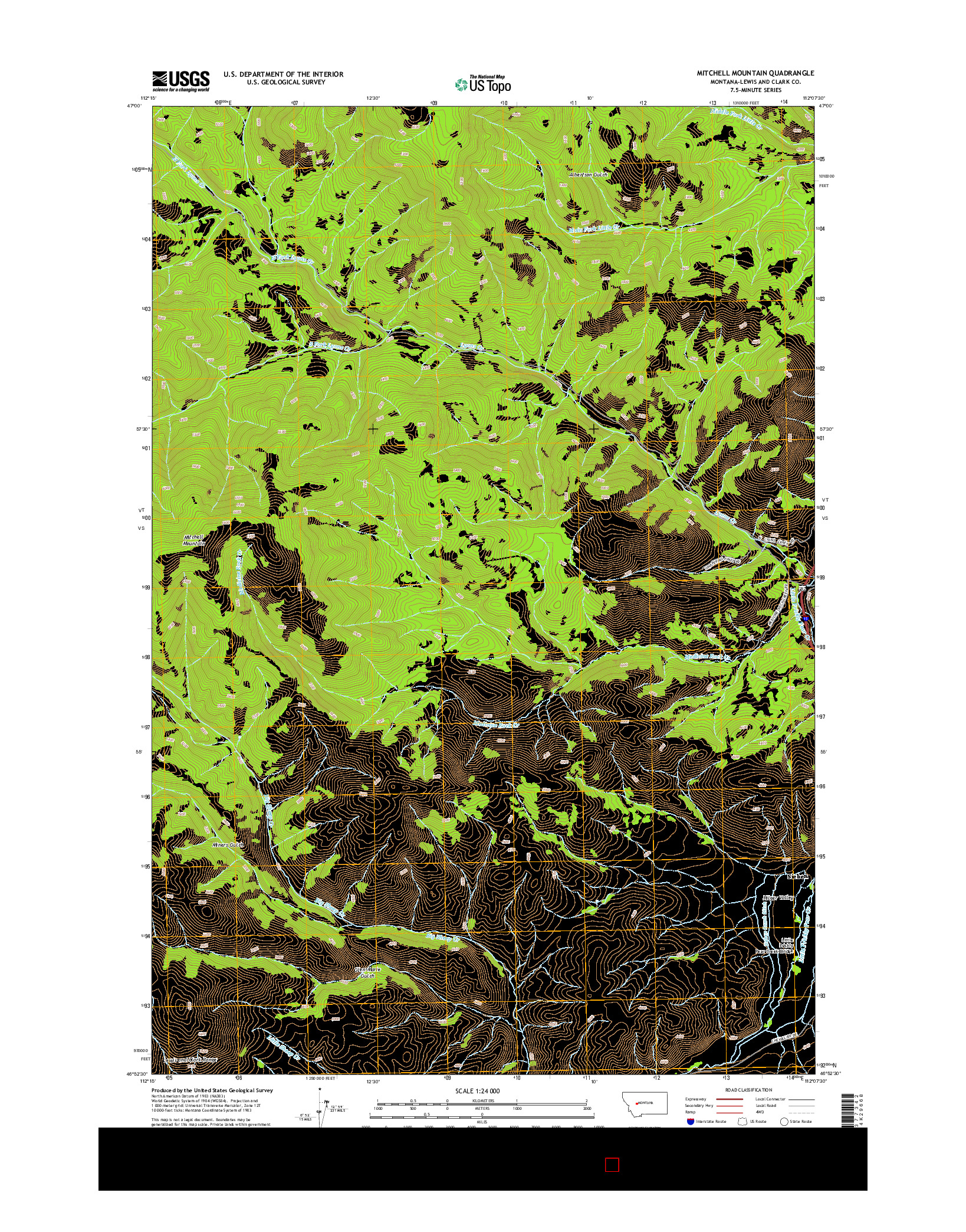 USGS US TOPO 7.5-MINUTE MAP FOR MITCHELL MOUNTAIN, MT 2014