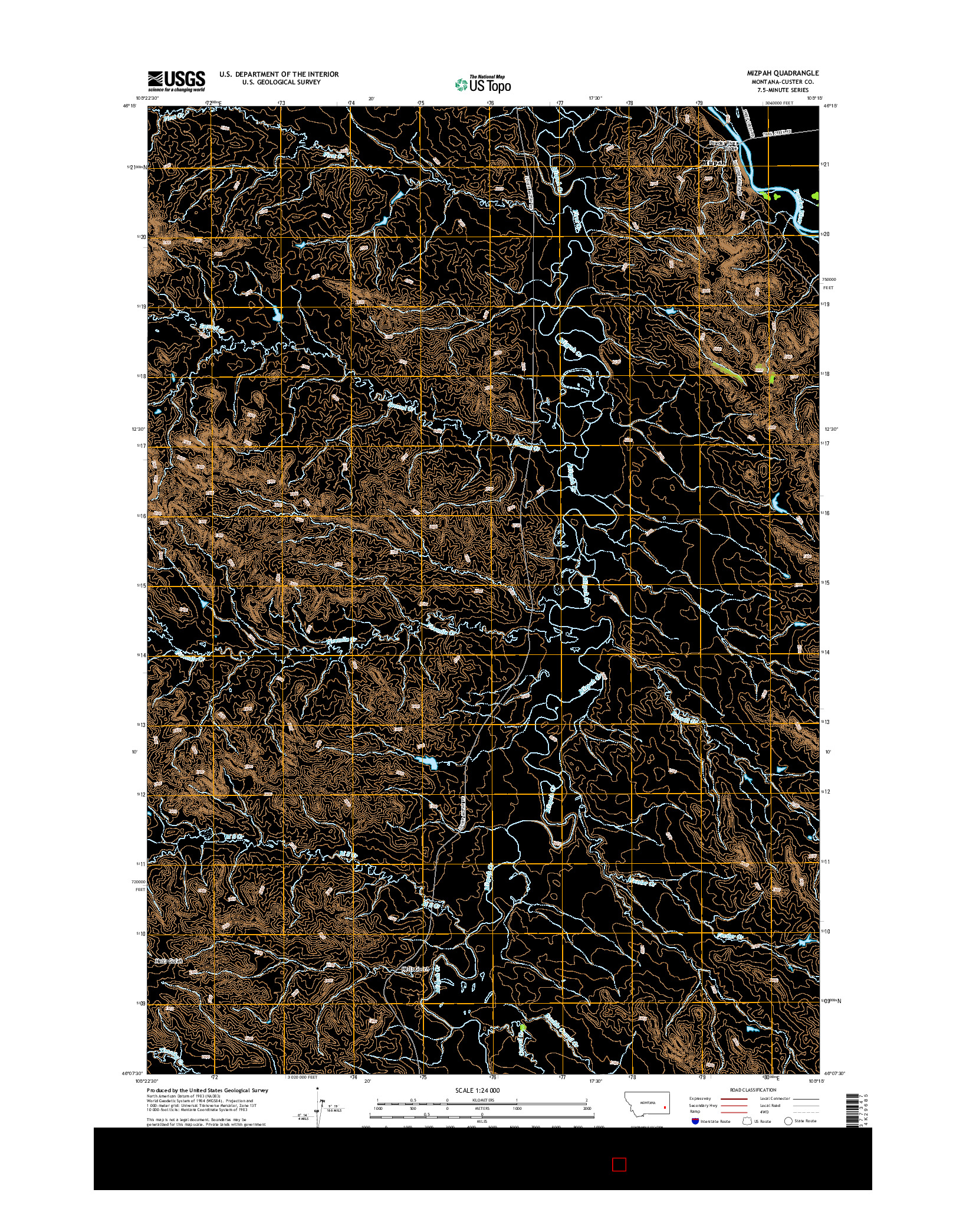 USGS US TOPO 7.5-MINUTE MAP FOR MIZPAH, MT 2014