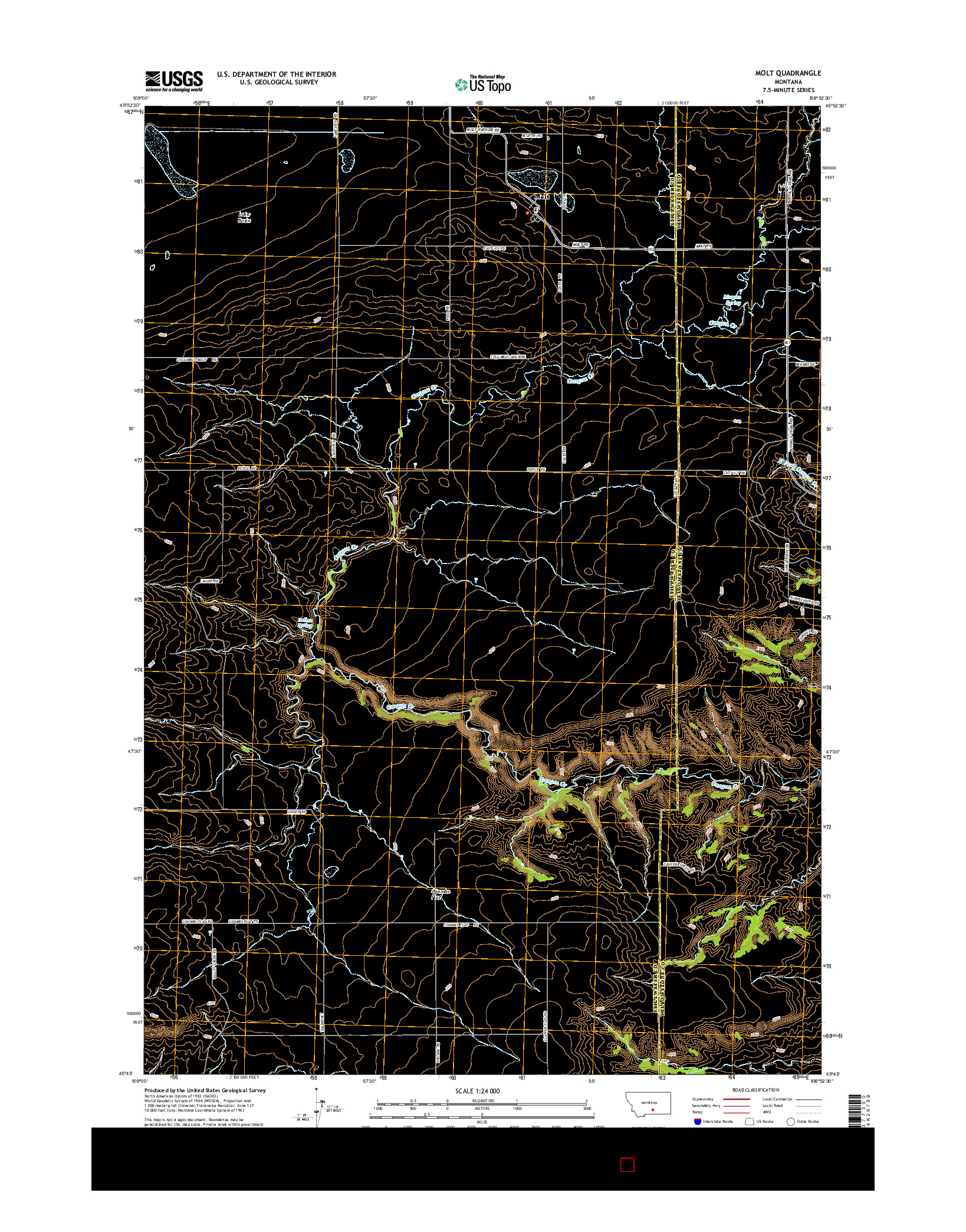 USGS US TOPO 7.5-MINUTE MAP FOR MOLT, MT 2014