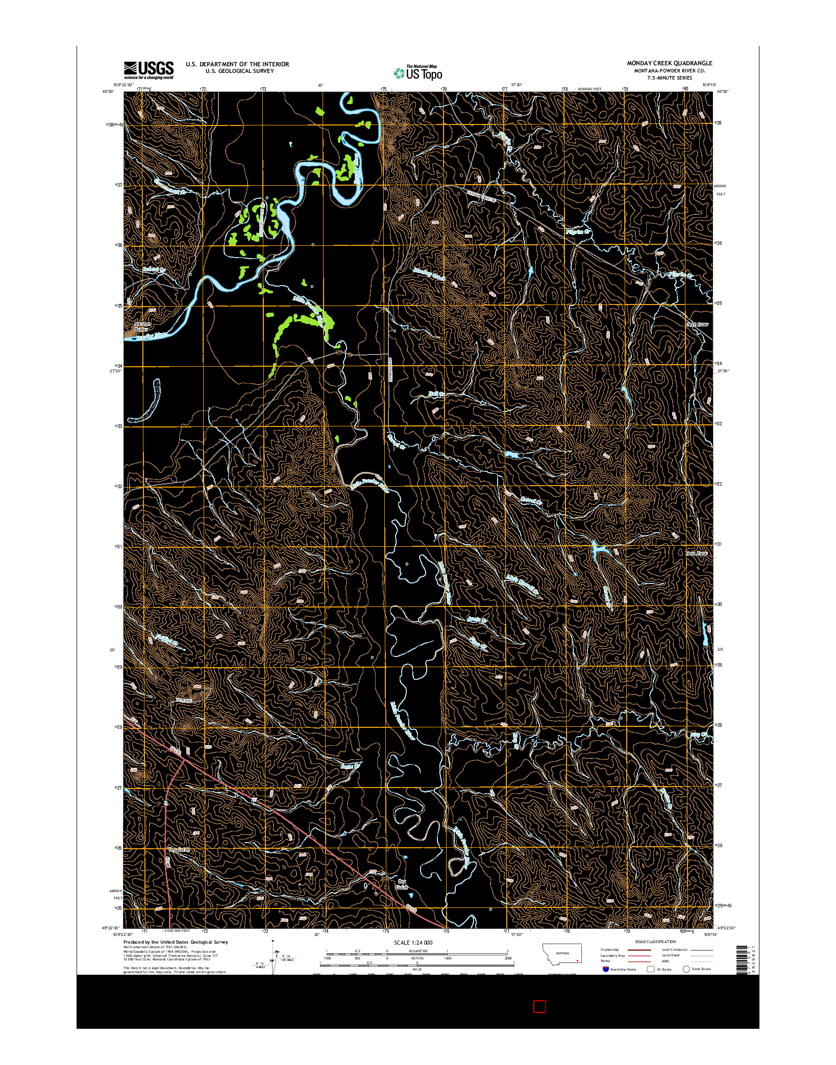 USGS US TOPO 7.5-MINUTE MAP FOR MONDAY CREEK, MT 2014