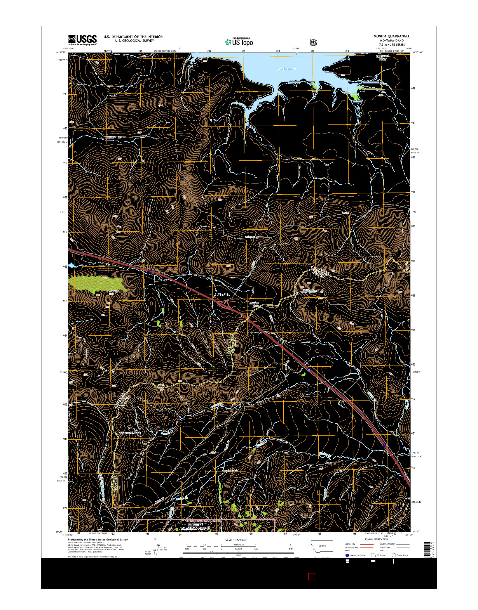 USGS US TOPO 7.5-MINUTE MAP FOR MONIDA, MT-ID 2014