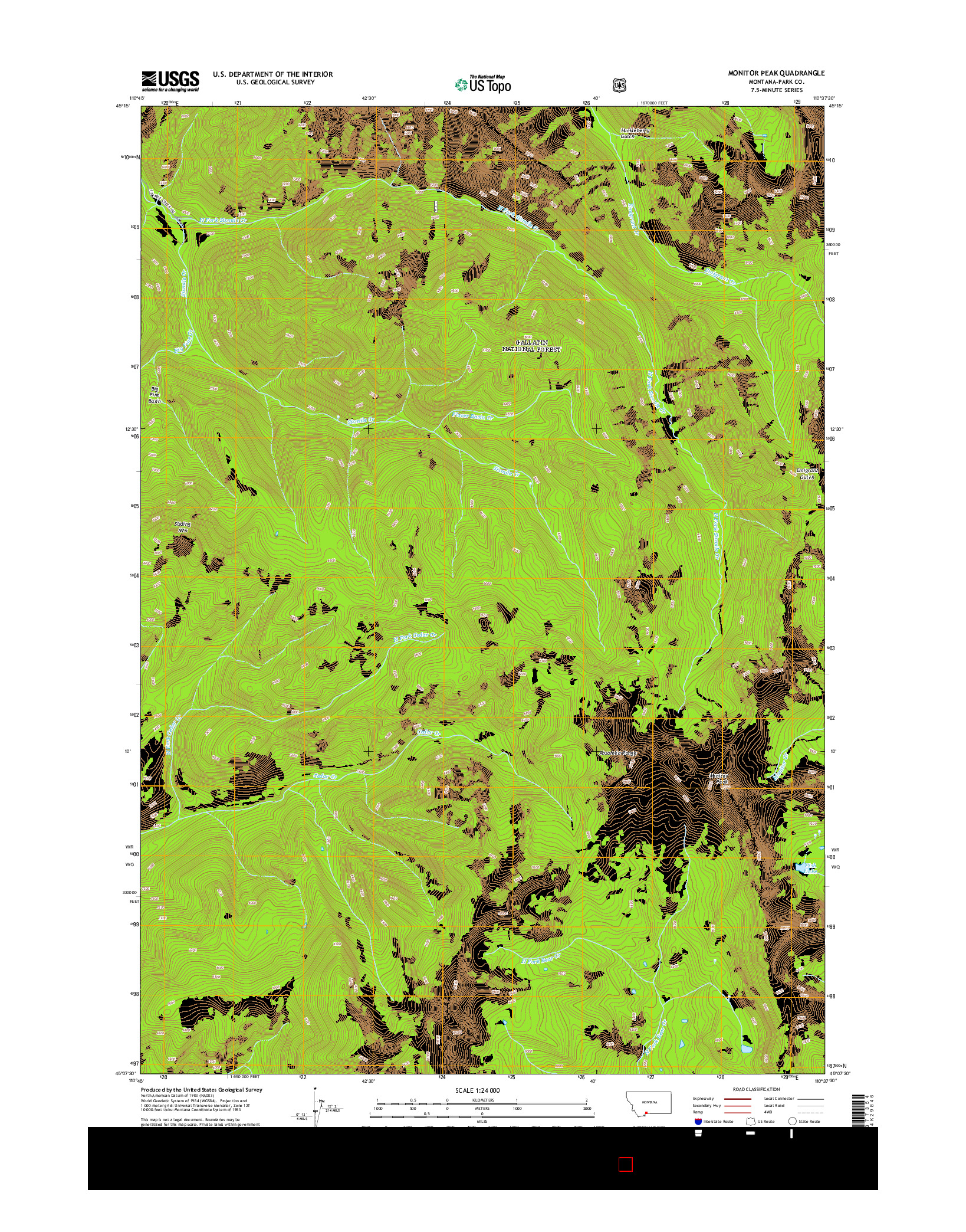 USGS US TOPO 7.5-MINUTE MAP FOR MONITOR PEAK, MT 2014