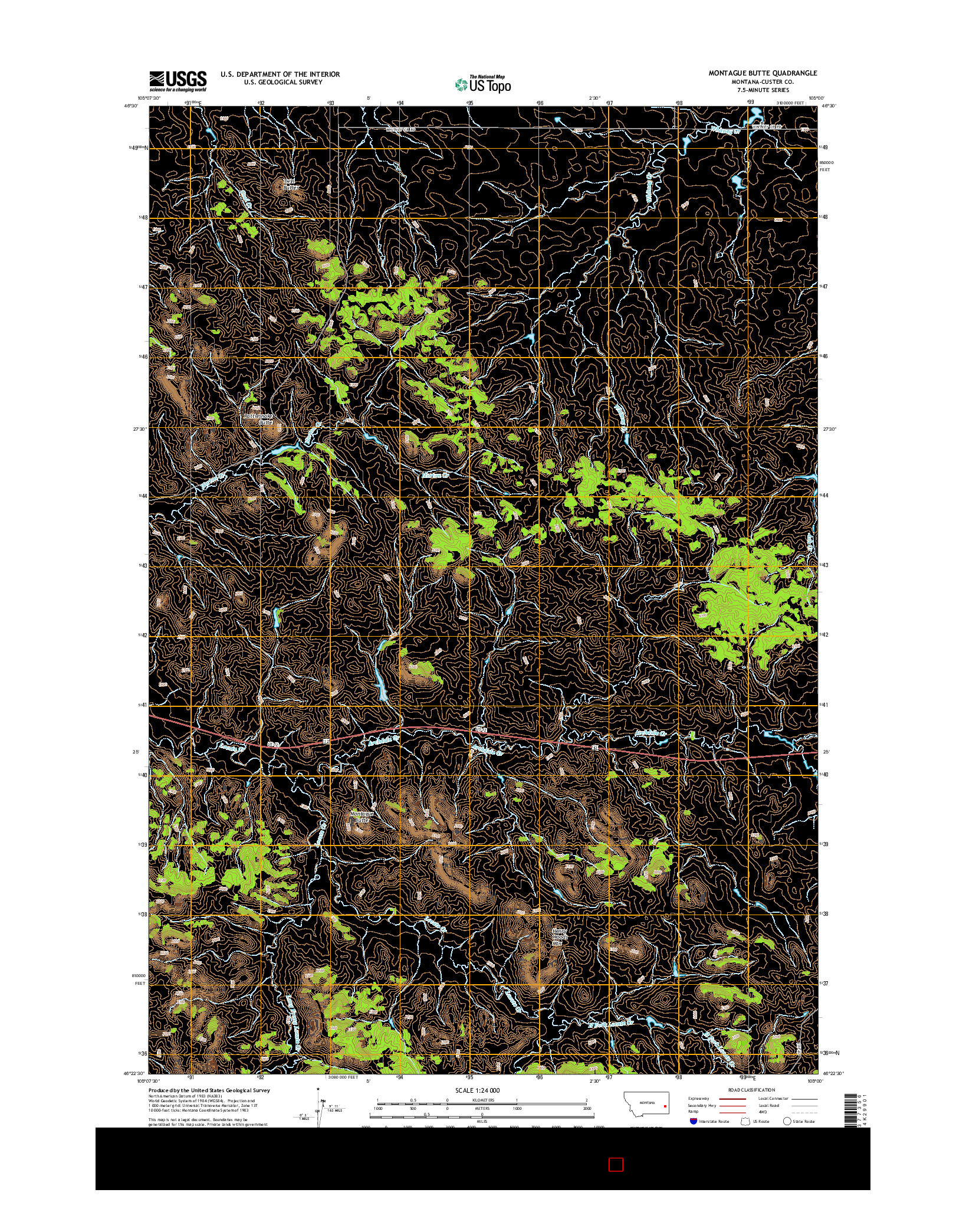 USGS US TOPO 7.5-MINUTE MAP FOR MONTAGUE BUTTE, MT 2014