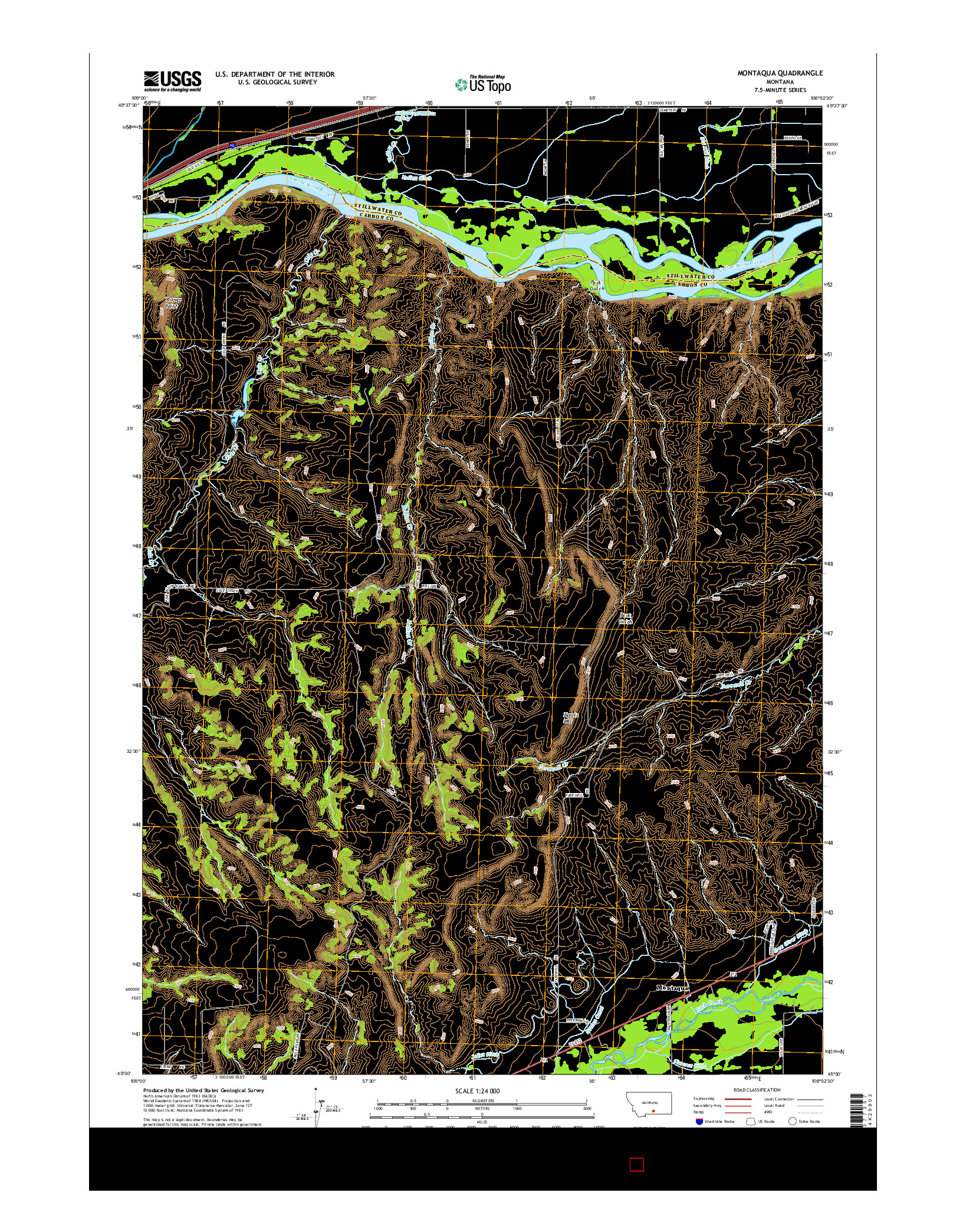 USGS US TOPO 7.5-MINUTE MAP FOR MONTAQUA, MT 2014