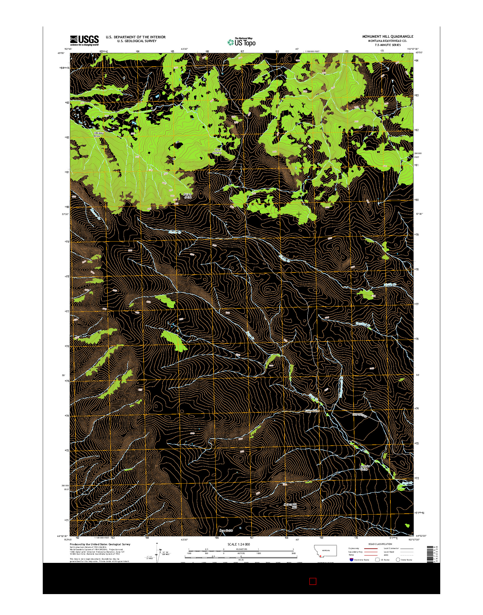 USGS US TOPO 7.5-MINUTE MAP FOR MONUMENT HILL, MT 2014