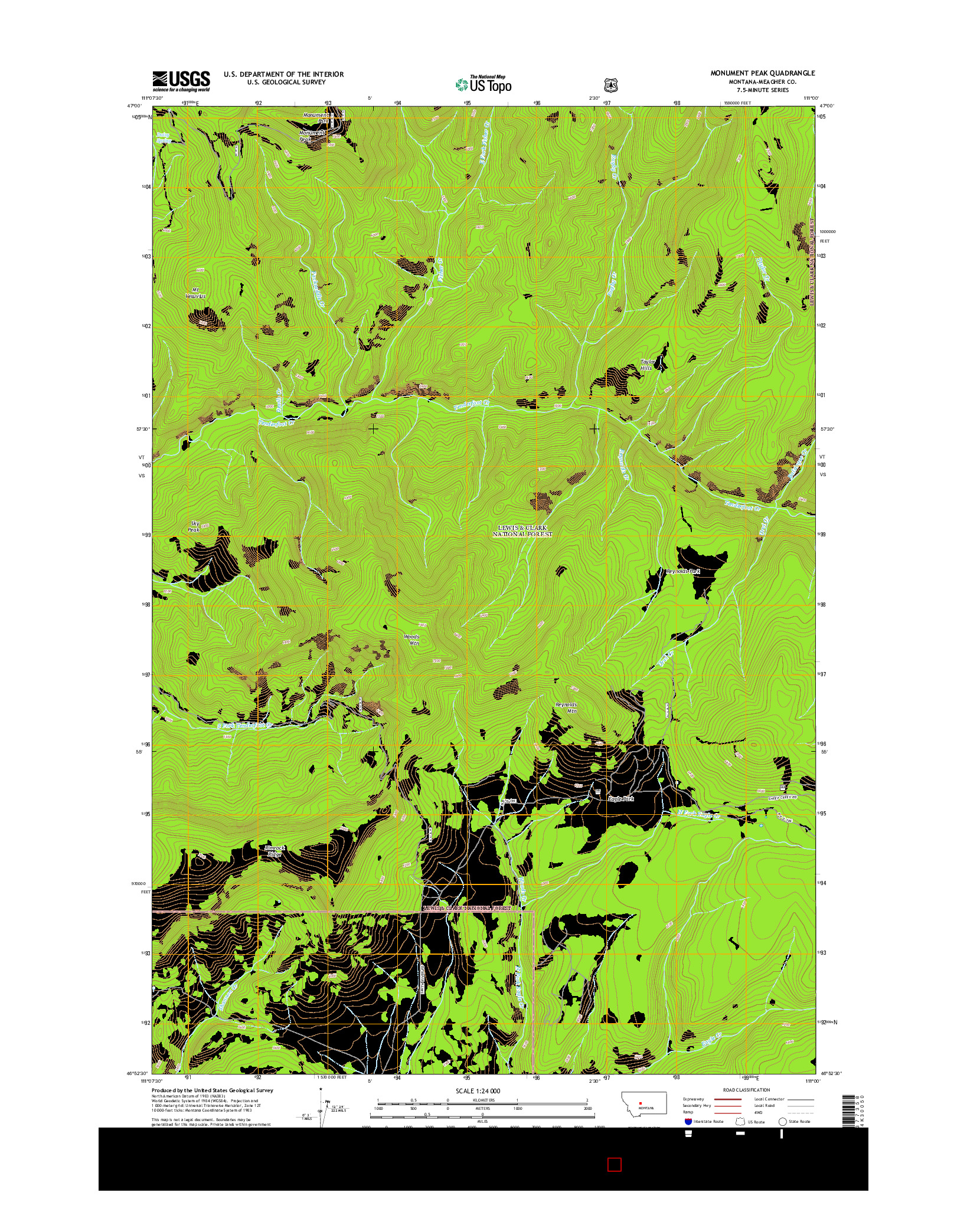 USGS US TOPO 7.5-MINUTE MAP FOR MONUMENT PEAK, MT 2014