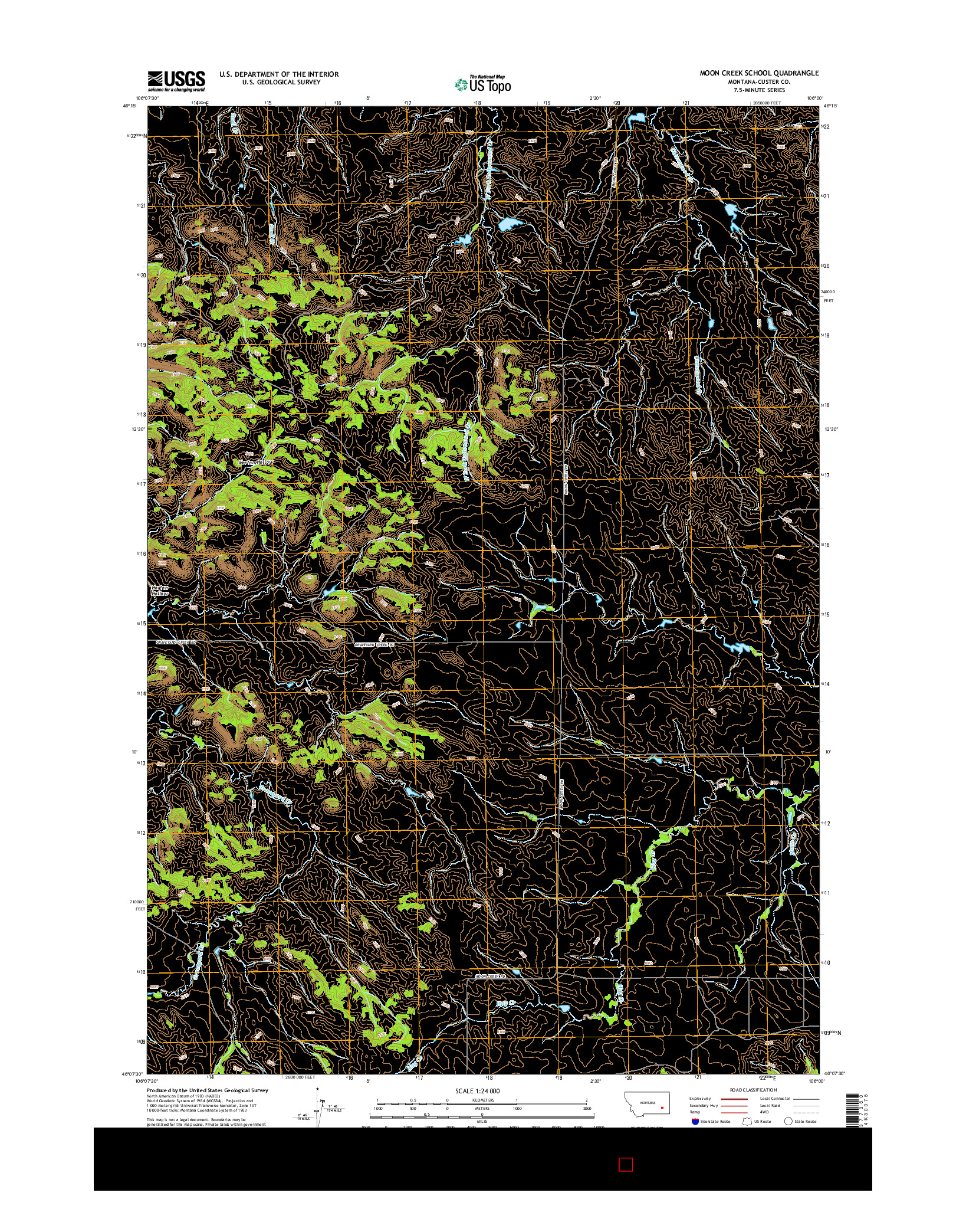 USGS US TOPO 7.5-MINUTE MAP FOR MOON CREEK SCHOOL, MT 2014