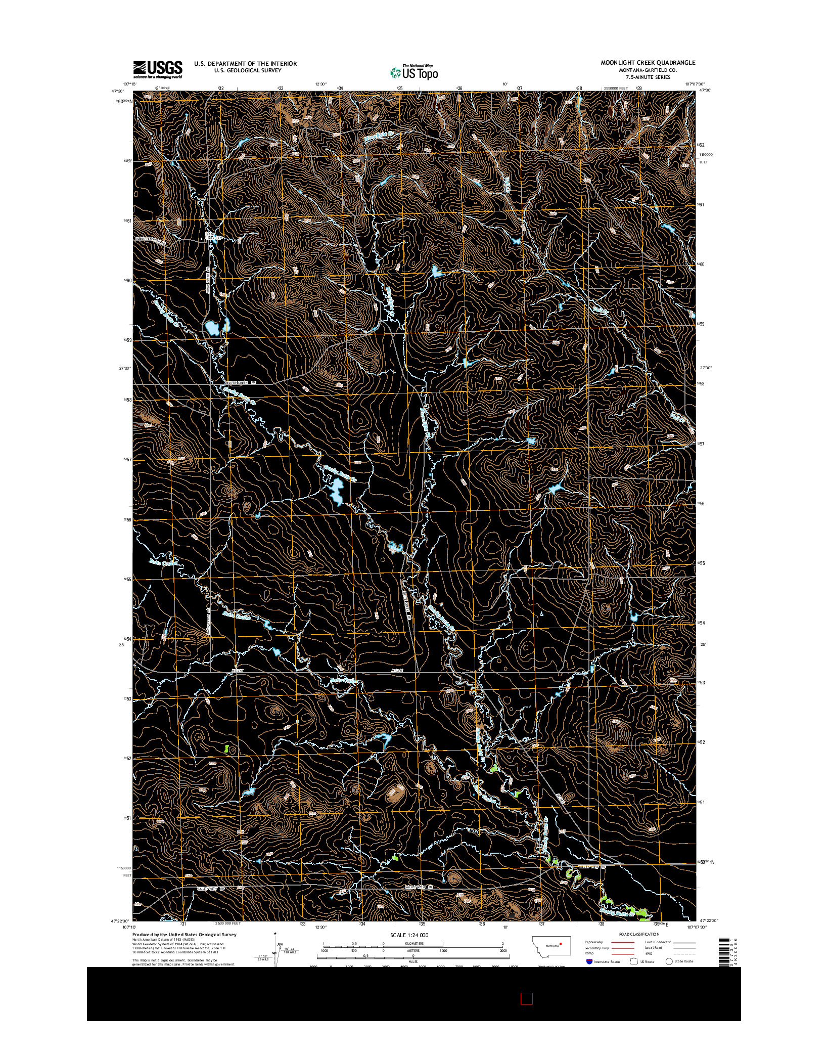 USGS US TOPO 7.5-MINUTE MAP FOR MOONLIGHT CREEK, MT 2014