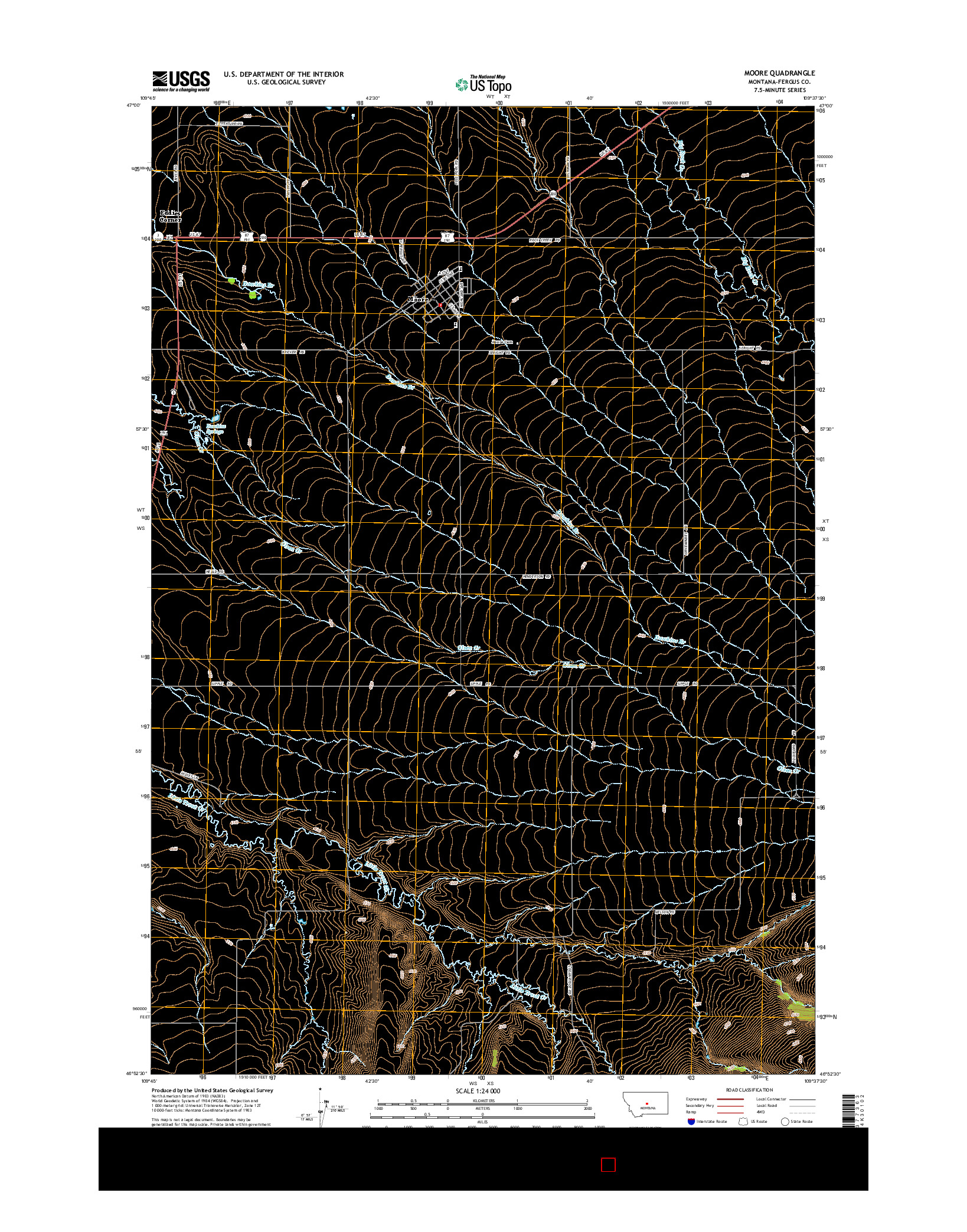 USGS US TOPO 7.5-MINUTE MAP FOR MOORE, MT 2014