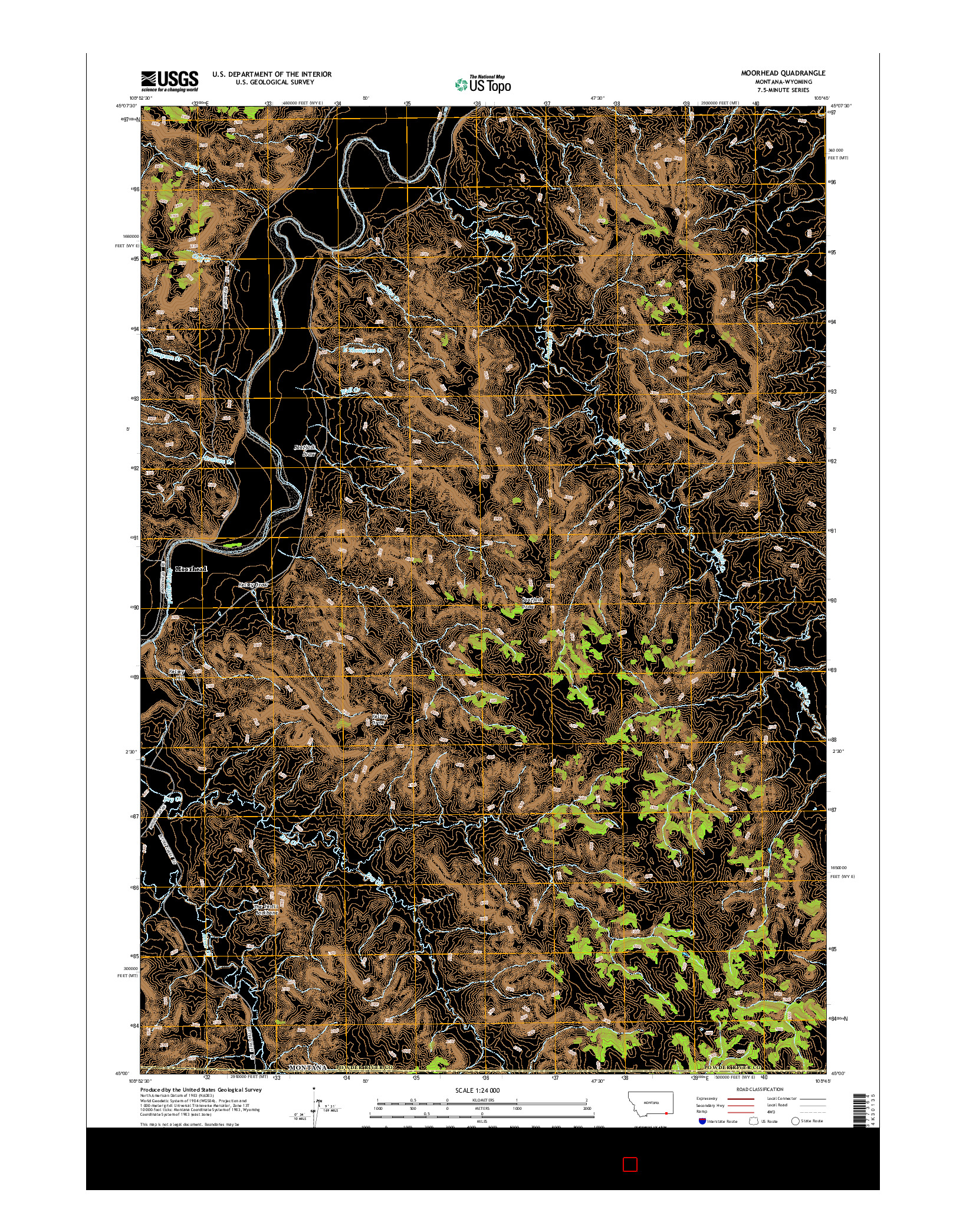 USGS US TOPO 7.5-MINUTE MAP FOR MOORHEAD, MT-WY 2014